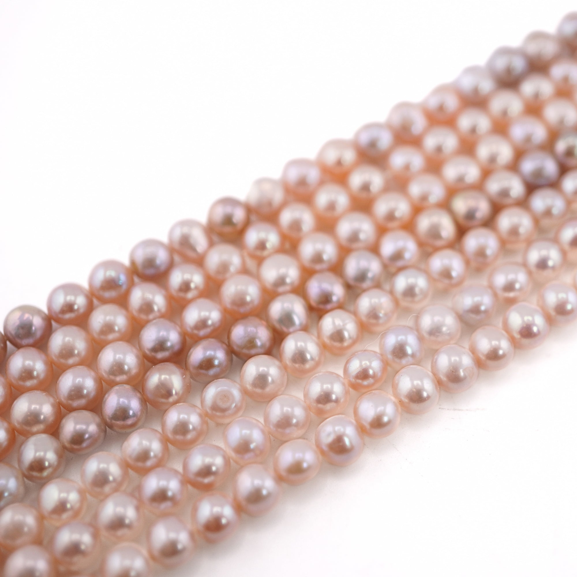 Peach Near Round Freshwater Pearls Beads