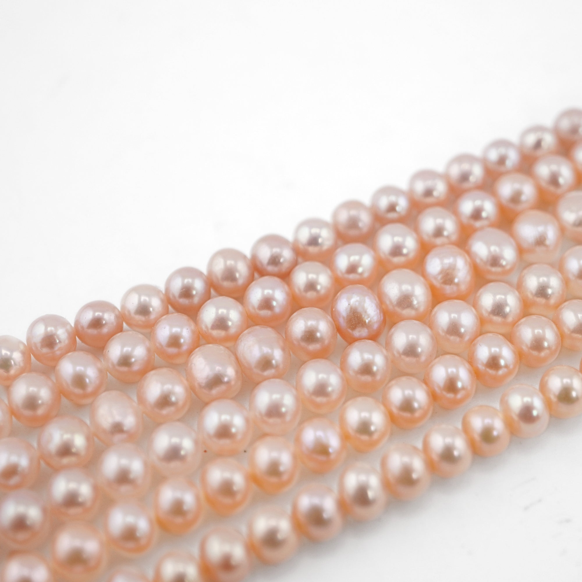 Peach Near Round Freshwater Pearls Beads