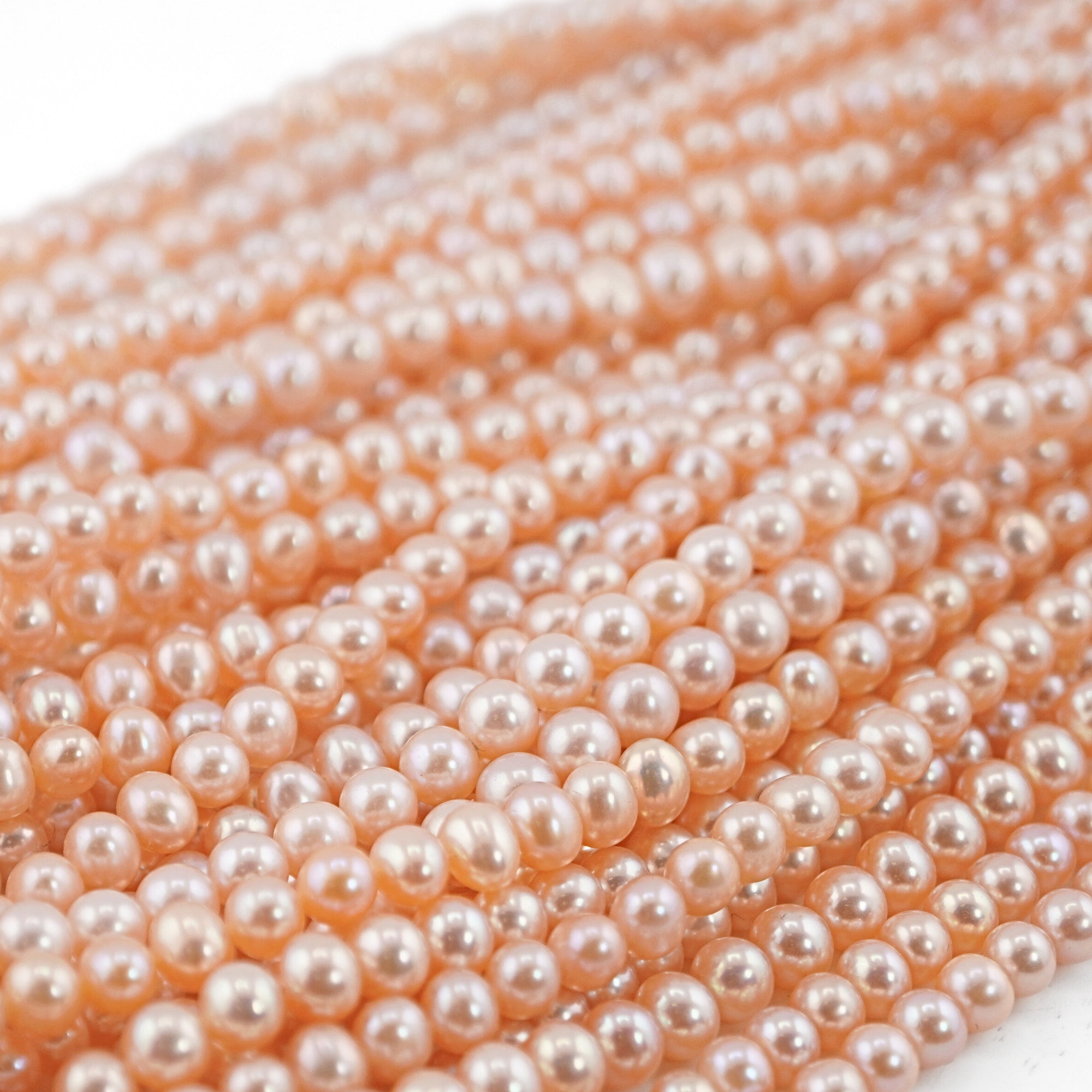 Peach Near Round Freshwater Pearls Beads