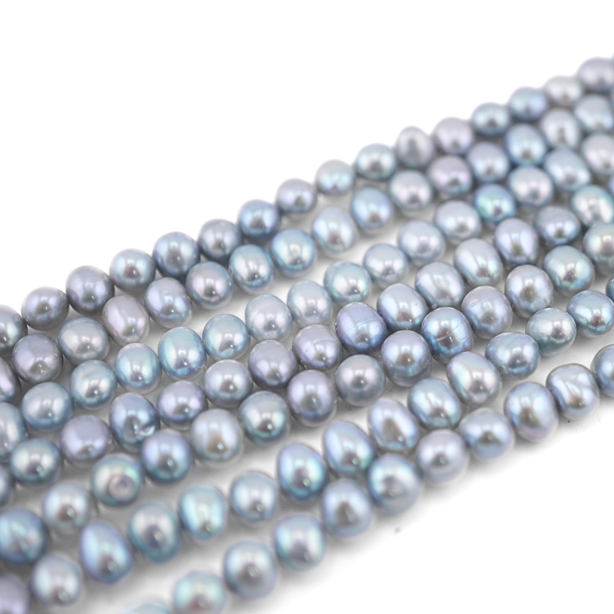 Sky Blue Near Round Freshwater Pearls Beads