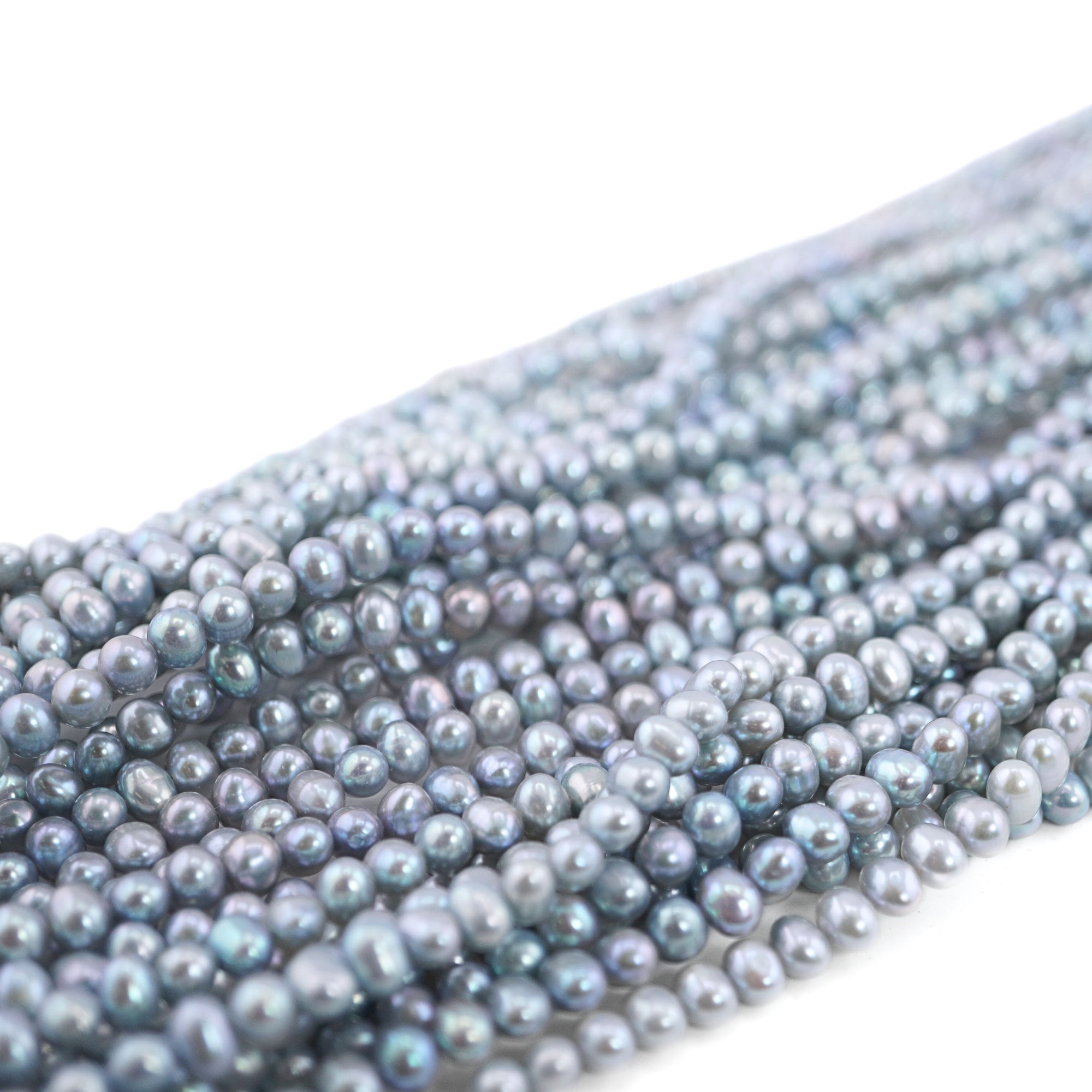 Sky Blue Near Round Freshwater Pearls Beads