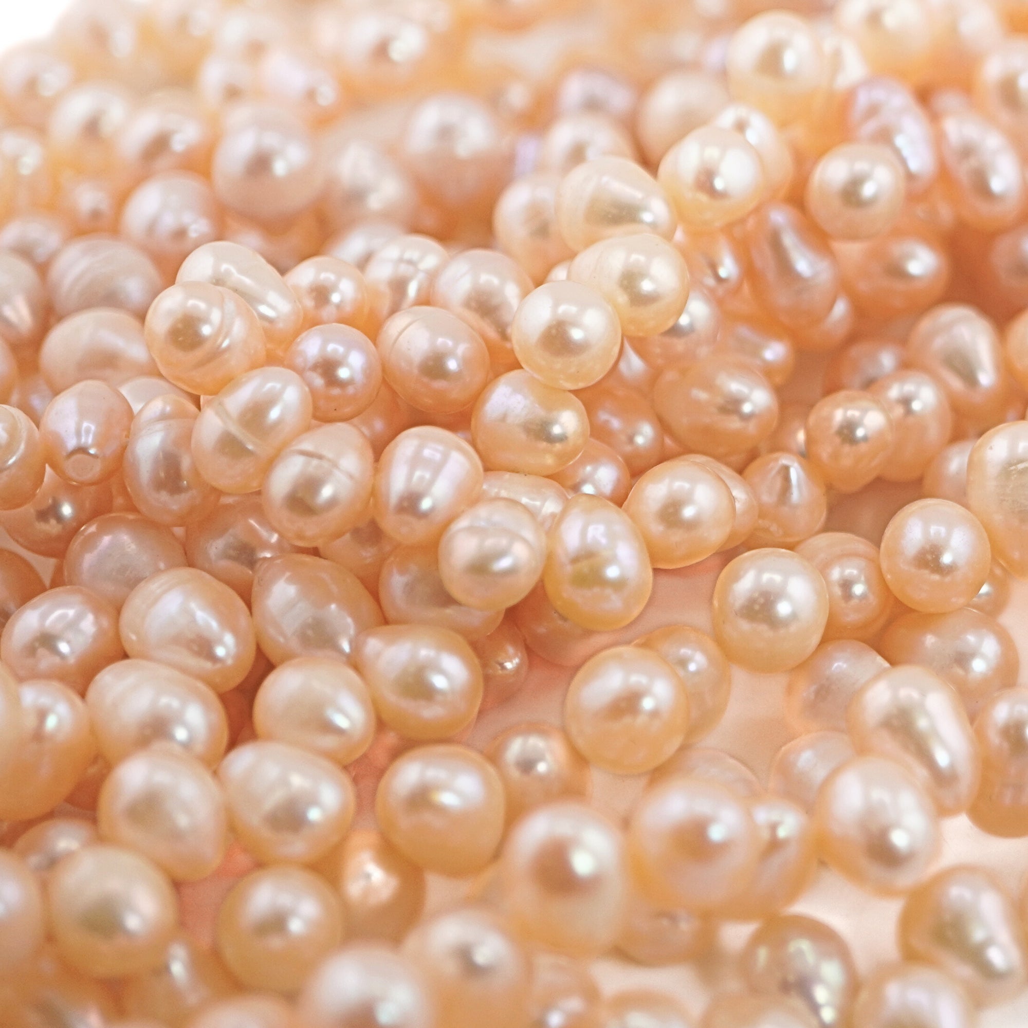 Peach Oval Freshwater Pearls Beads