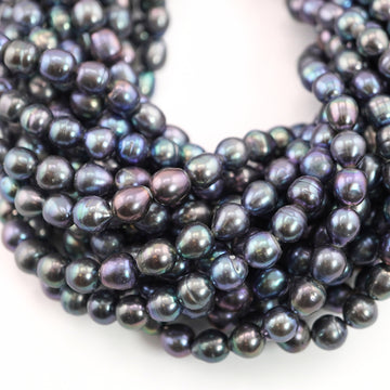 8 x 7 - 6 MM Peacock Potato Freshwater Pearls Beads