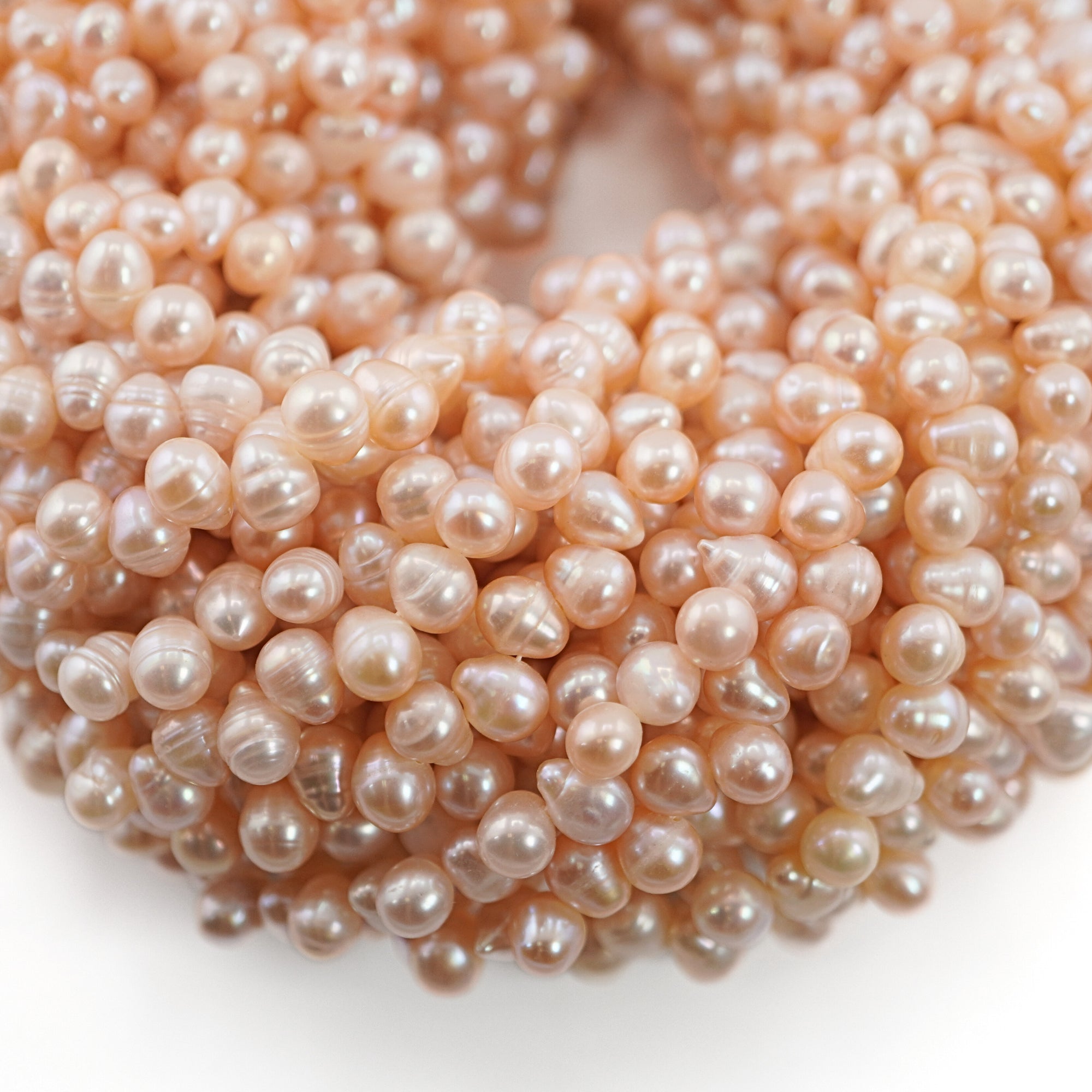 Peach Oval Freshwater Pearls Beads