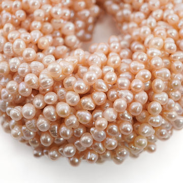 7 x 6 MM Peach Oval Freshwater Pearls Beads