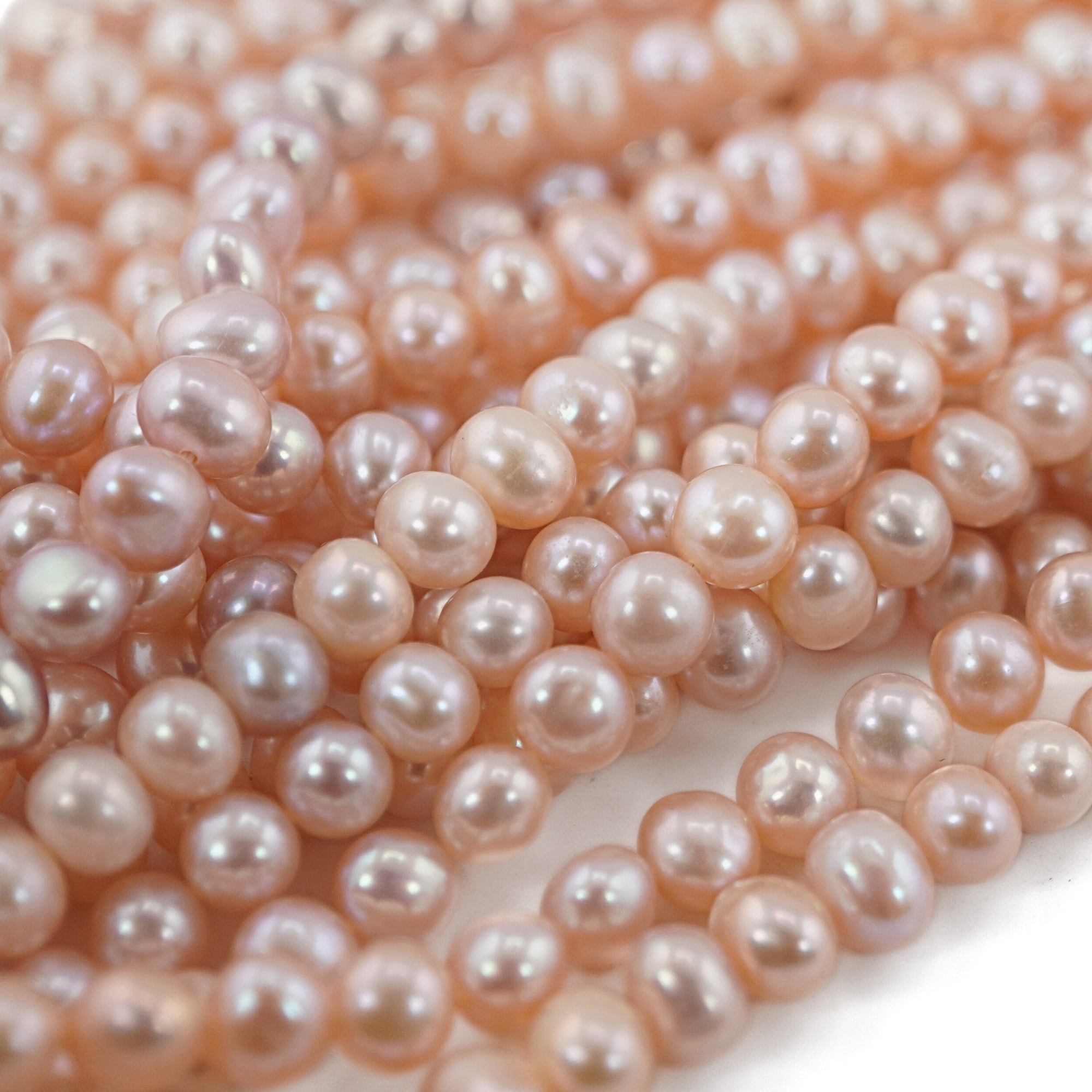 7 x 6 - 5 MM Peach Potato Freshwater Pearls Beads