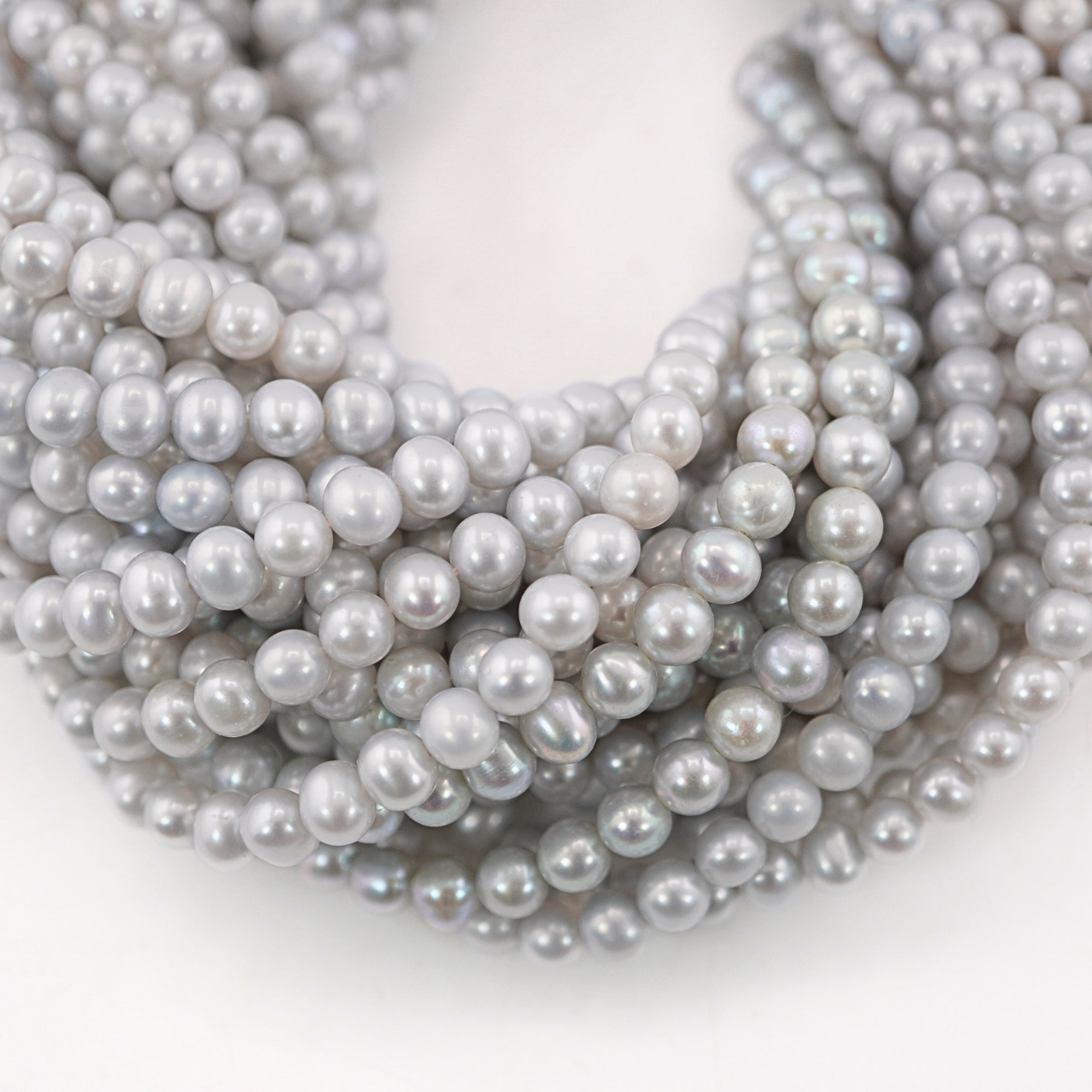 Gray Round Freshwater Pearls Beads