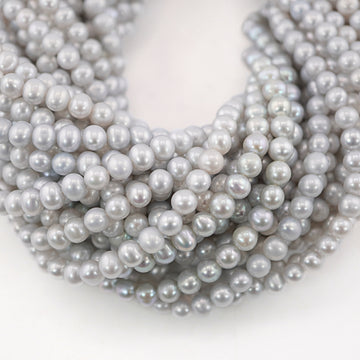 9 x 8 - 7 MM Gray Round Freshwater Pearls Beads