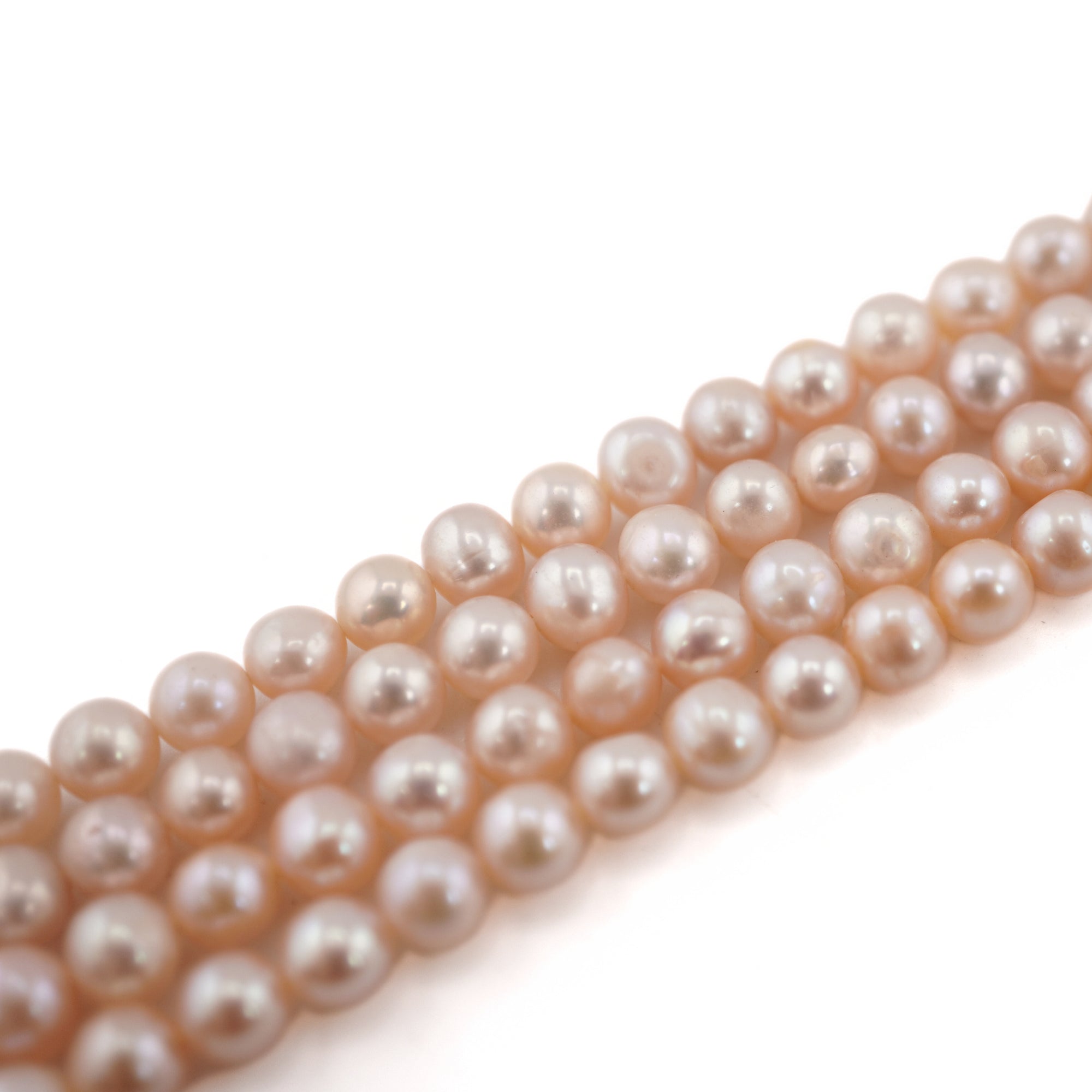 Peach Round Freshwater Pearls Beads