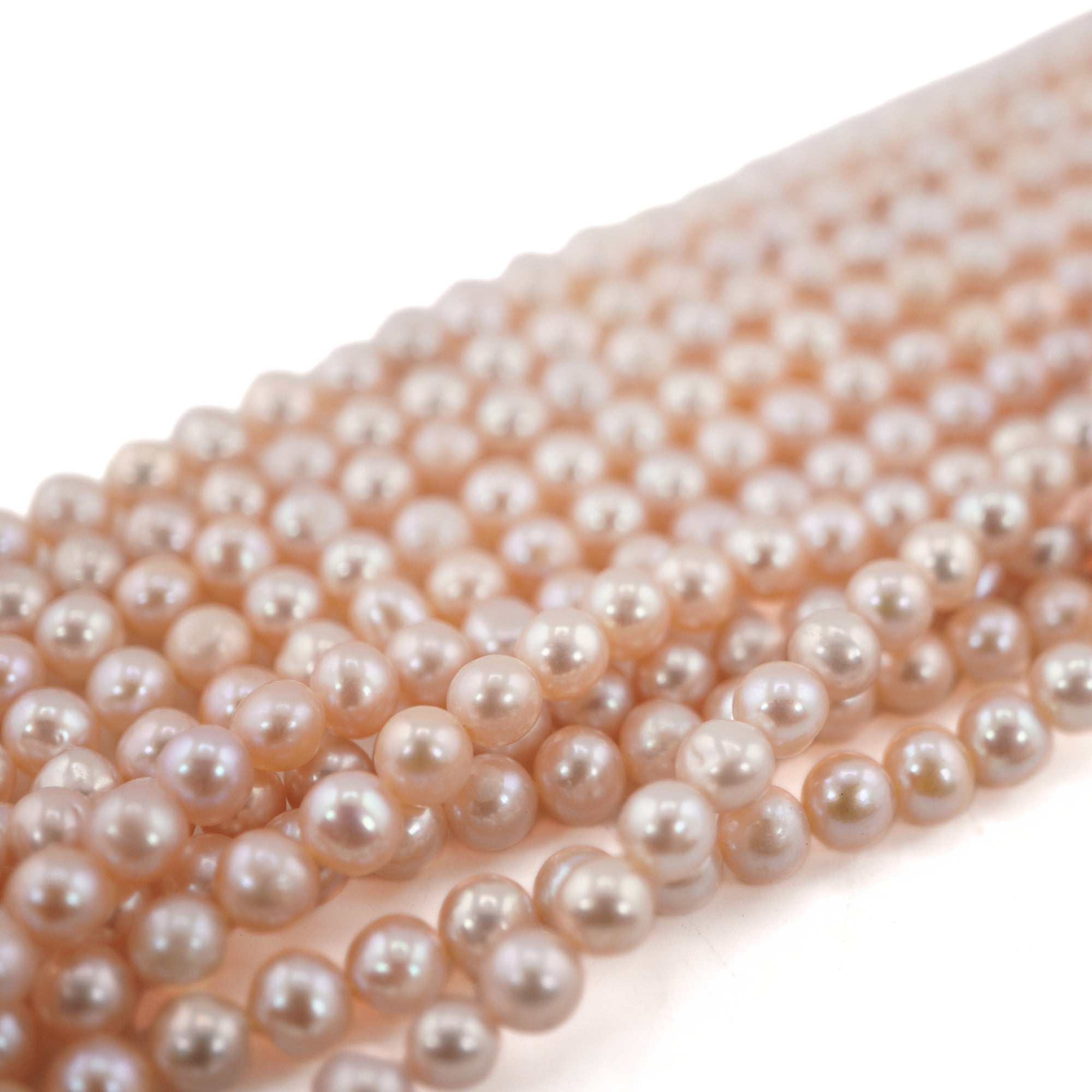 Peach Round Freshwater Pearls Beads