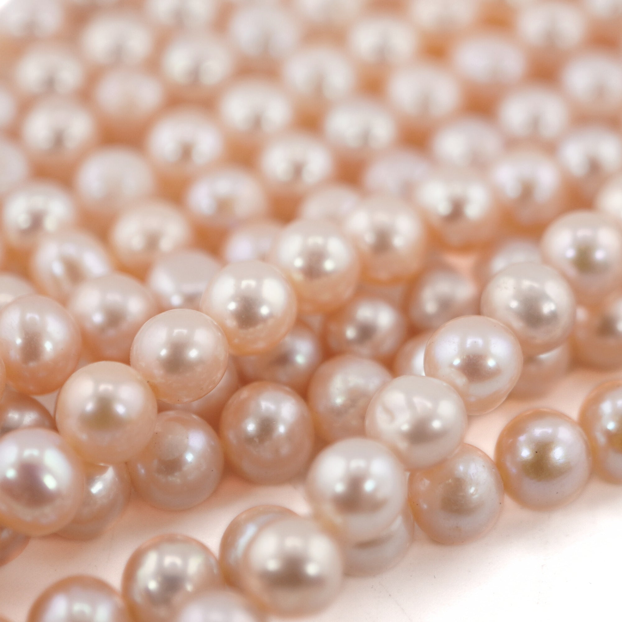 Peach Round Freshwater Pearls Beads