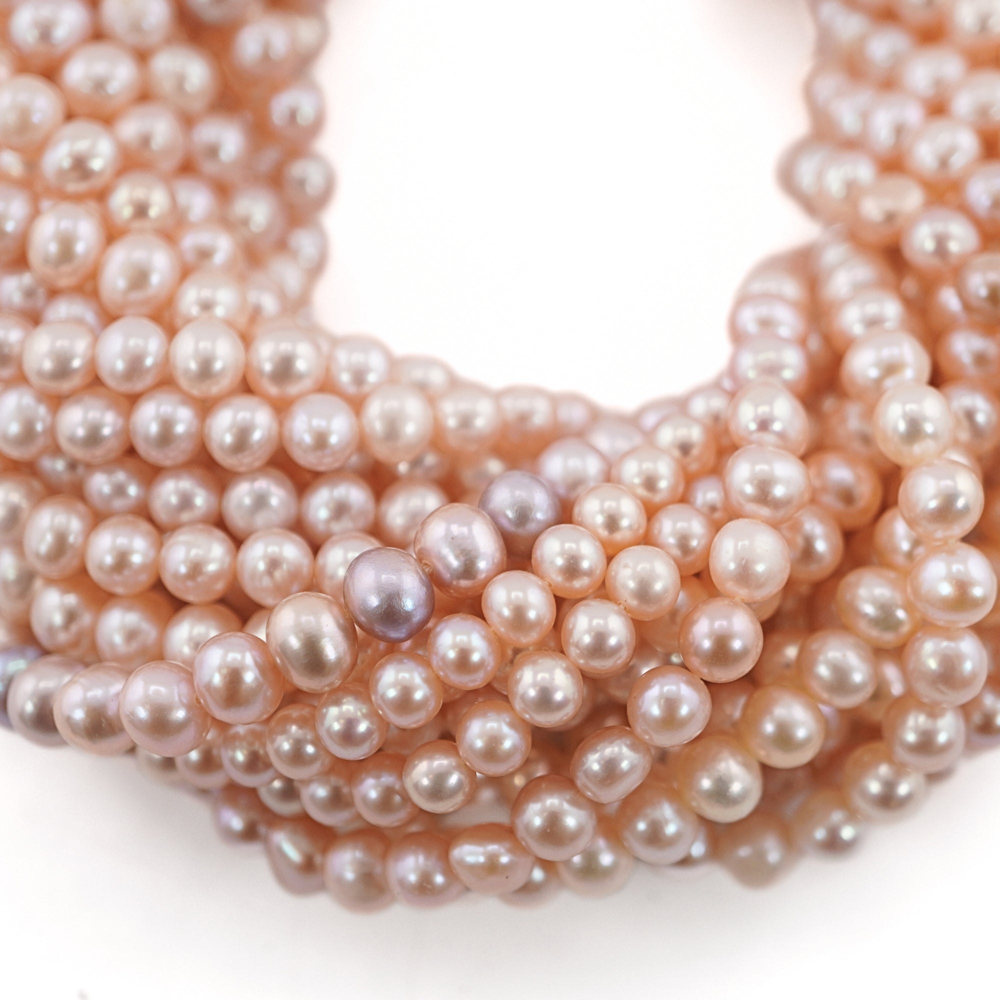 Peach Round Freshwater Pearls Beads