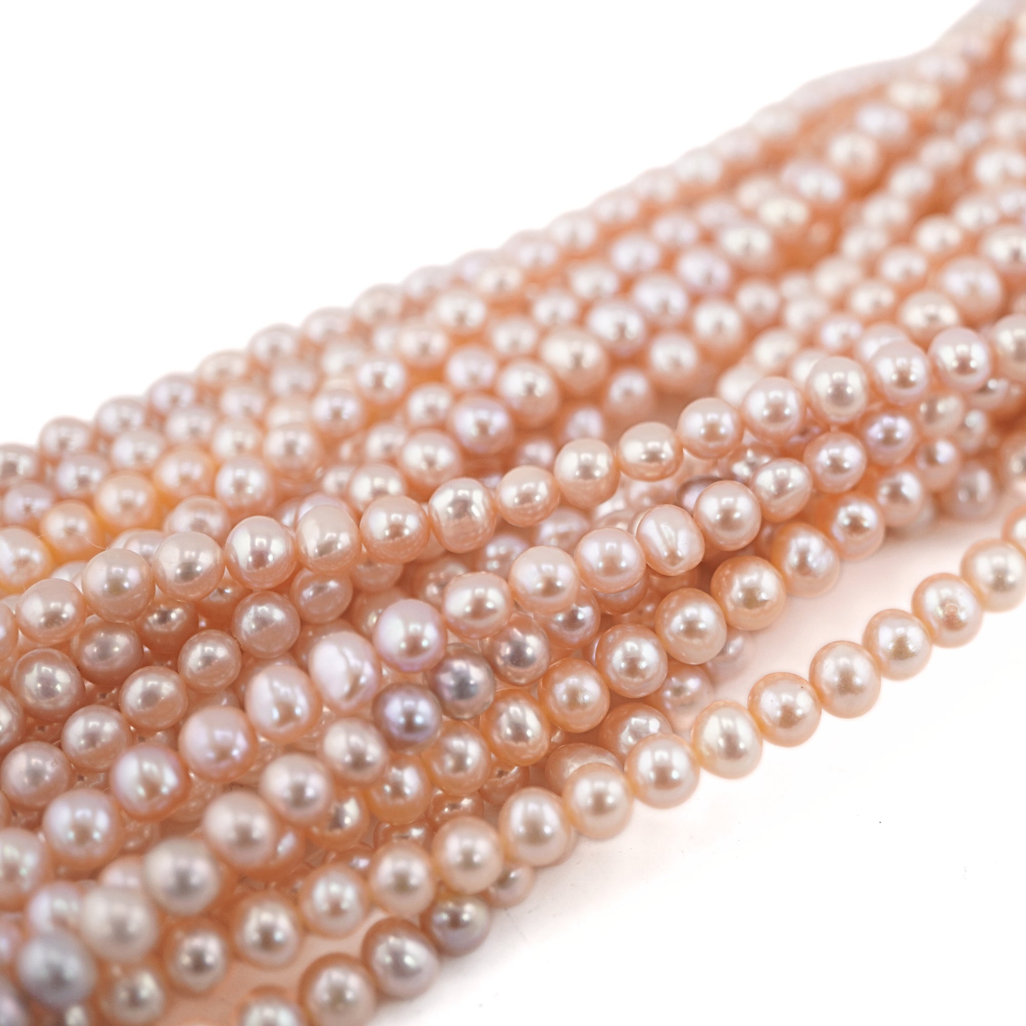 Peach Round Freshwater Pearls Beads