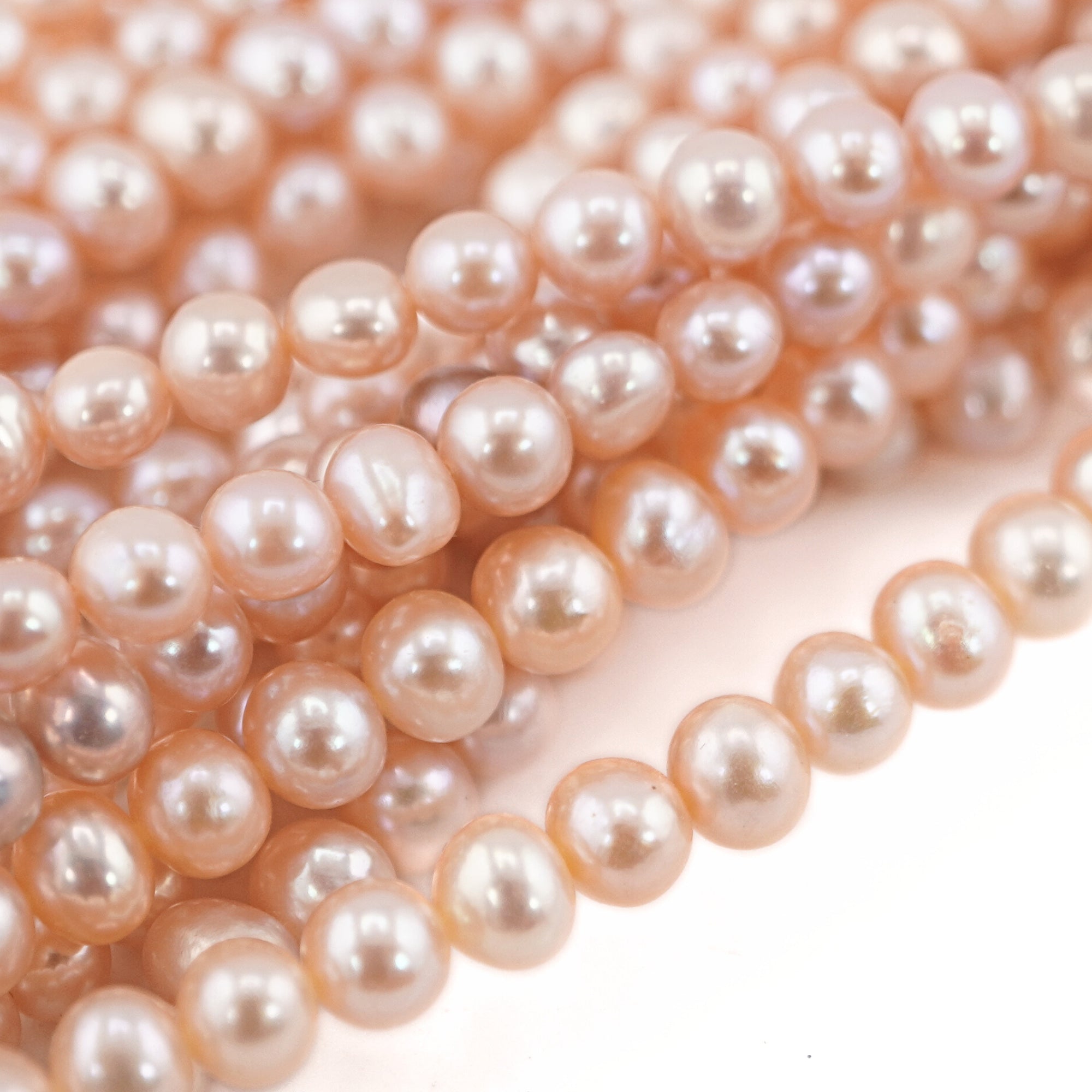 Peach Round Freshwater Pearls Beads