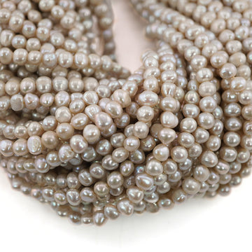 6 x 4 - 5 MM Gray Potato Freshwater Pearls Beads