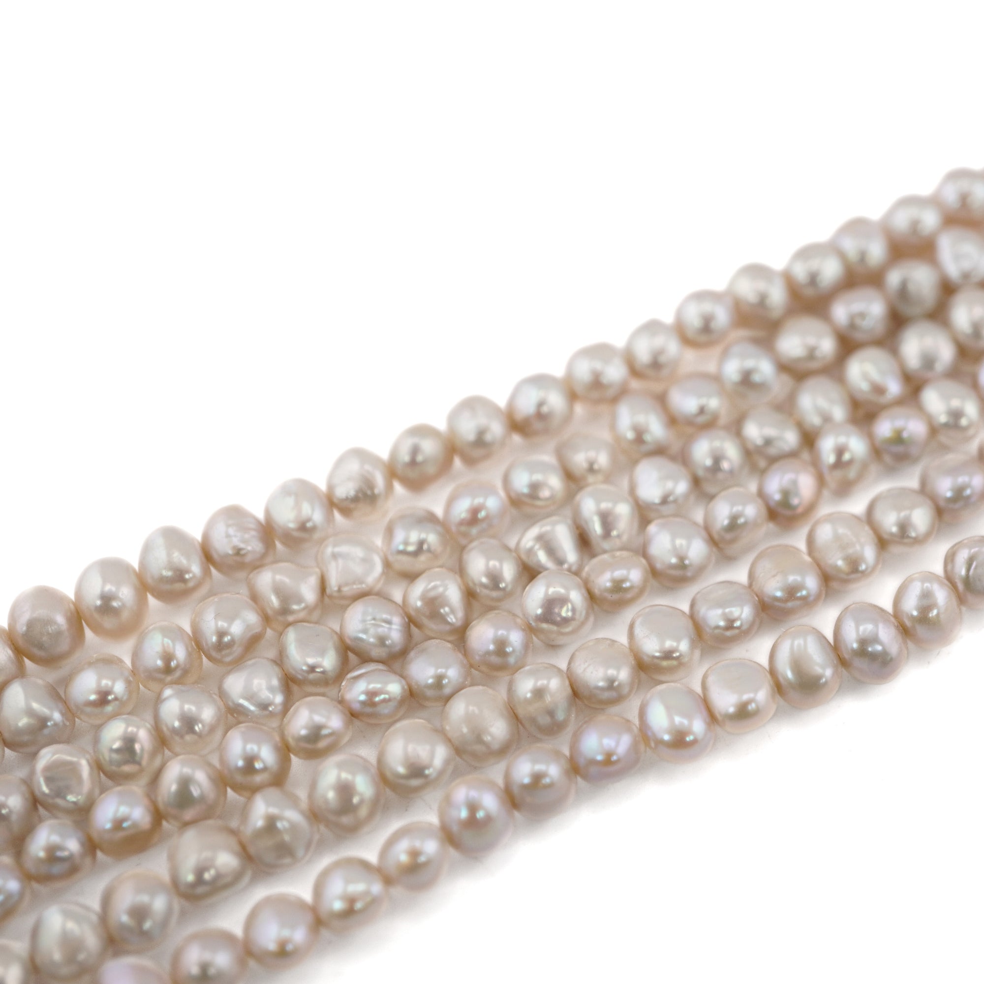 6 x 4 - 5 MM Gray Potato Freshwater Pearls Beads