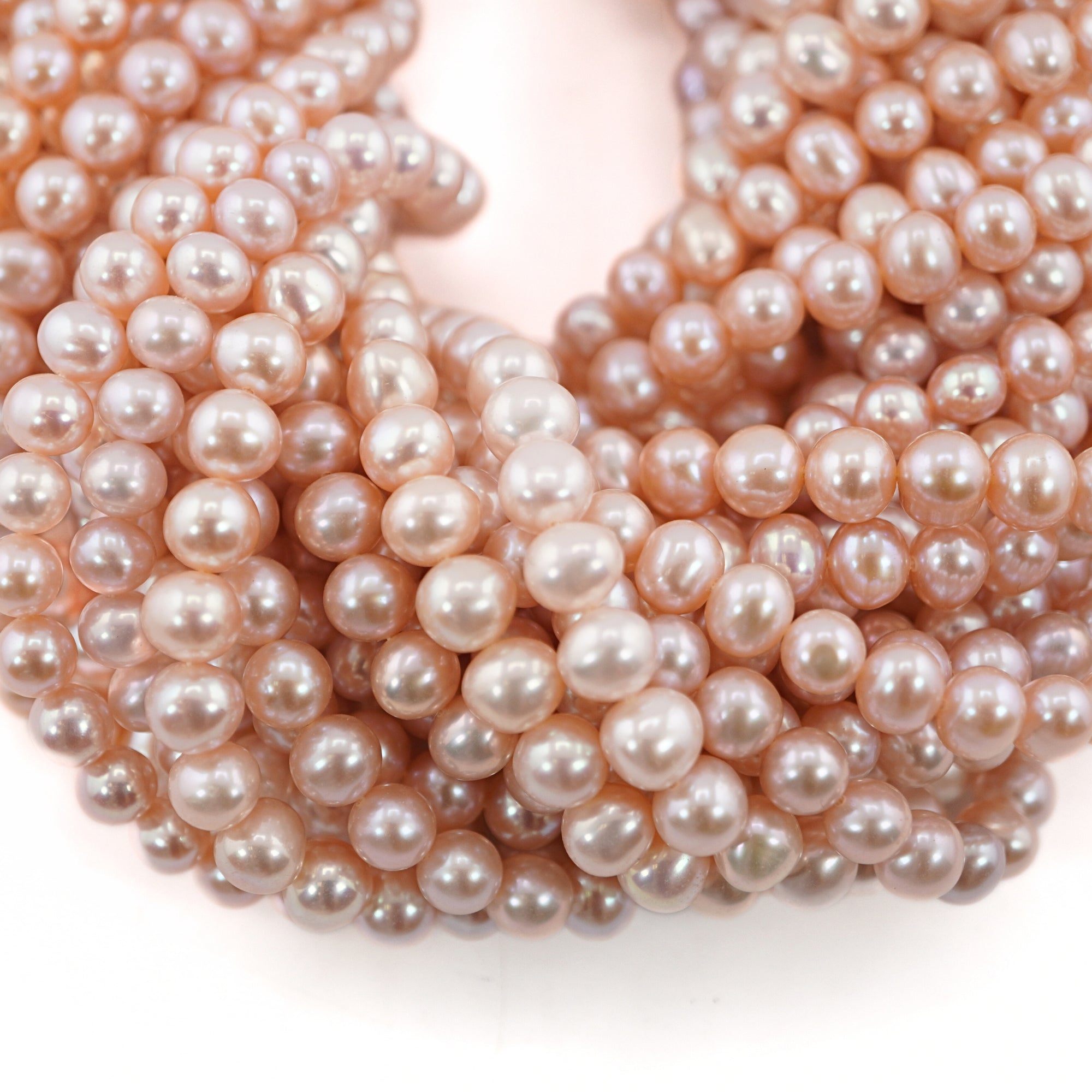 Peach Round Freshwater Pearls Beads