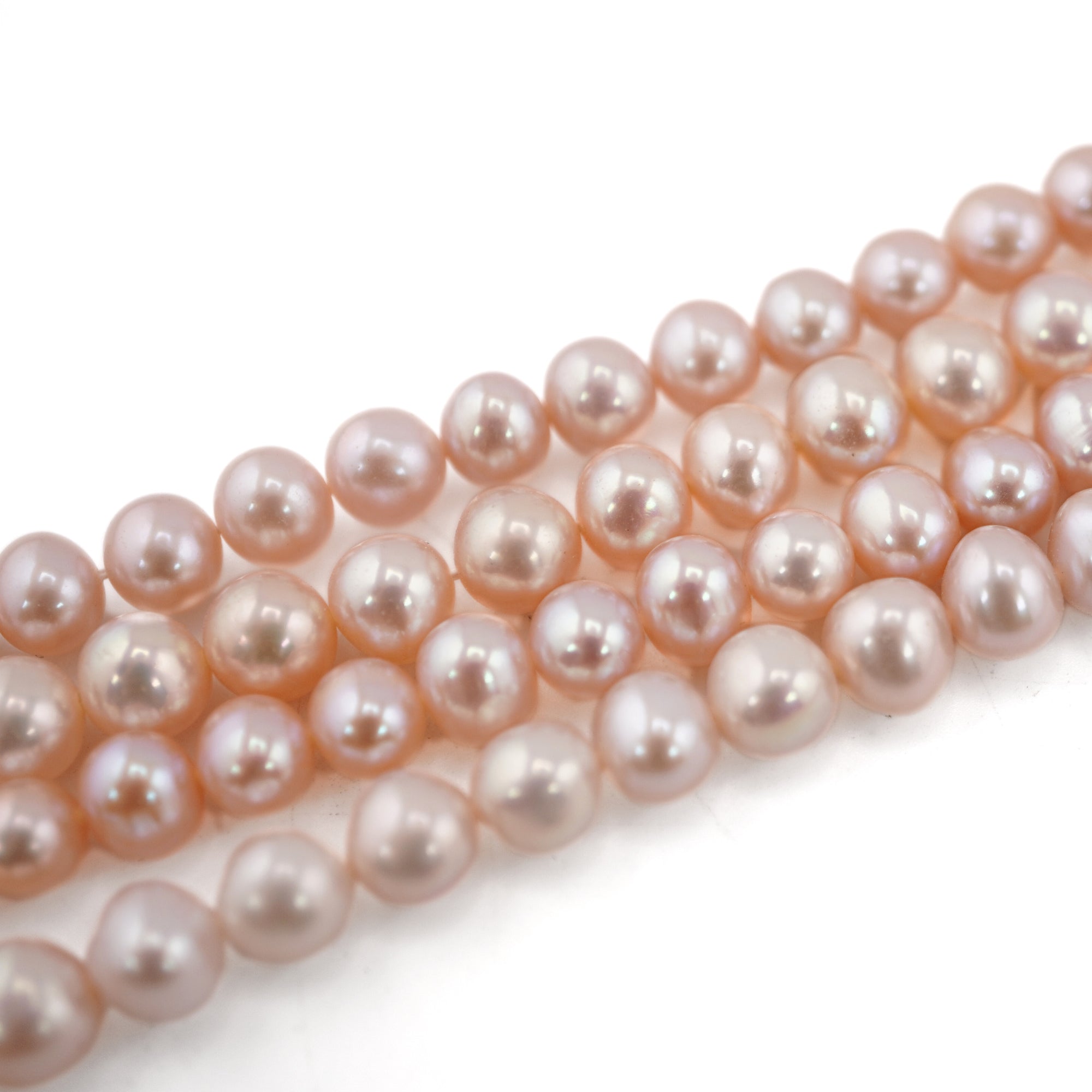 Peach Round Freshwater Pearls Beads