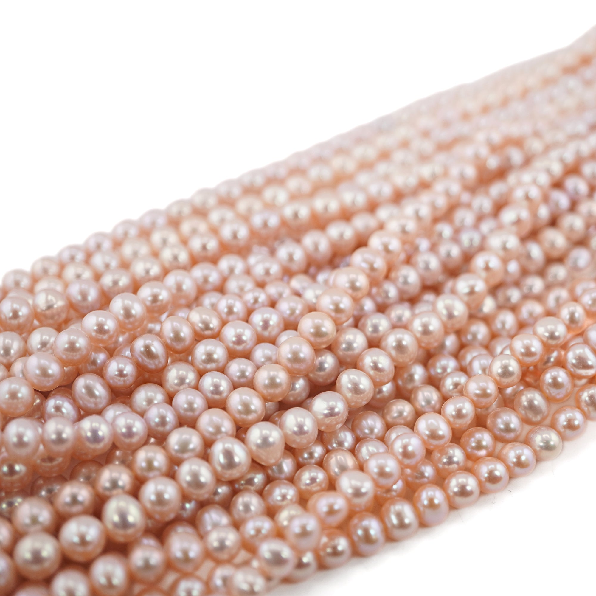 Peach Round Freshwater Pearls Beads