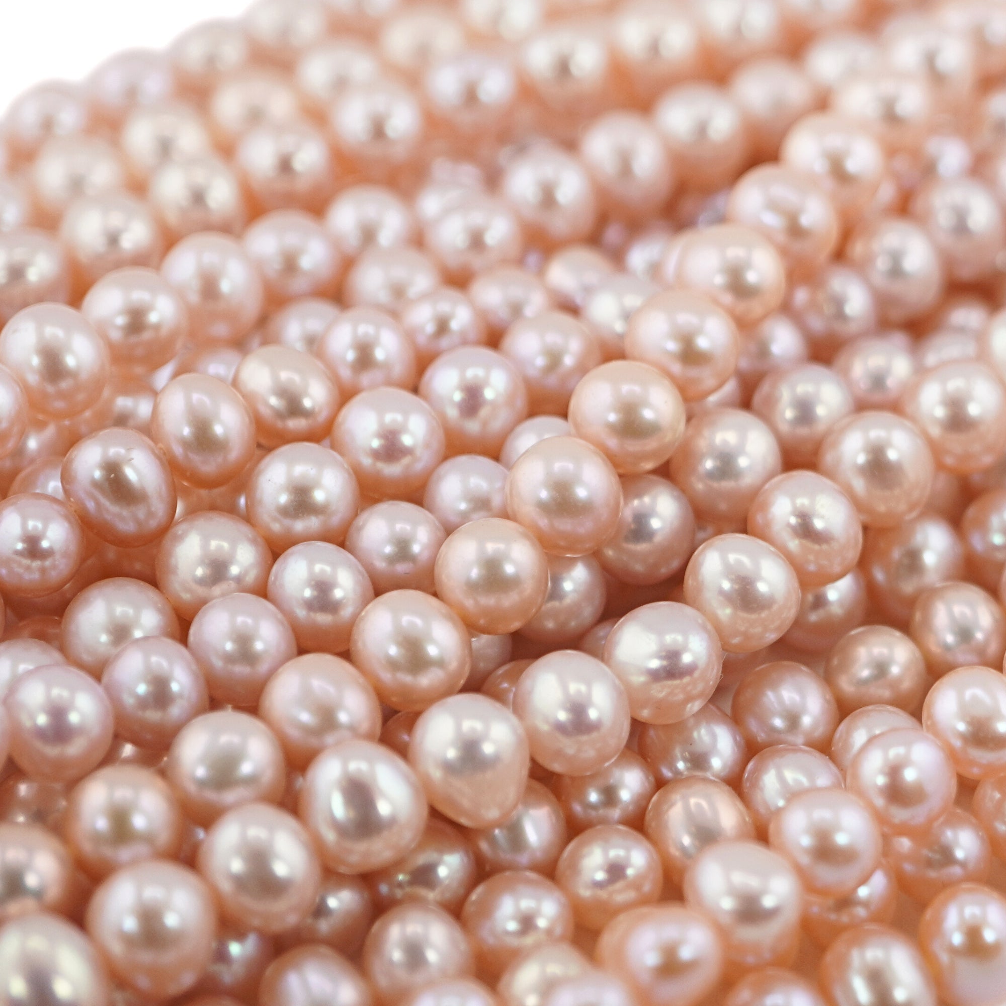 Peach Round Freshwater Pearls Beads