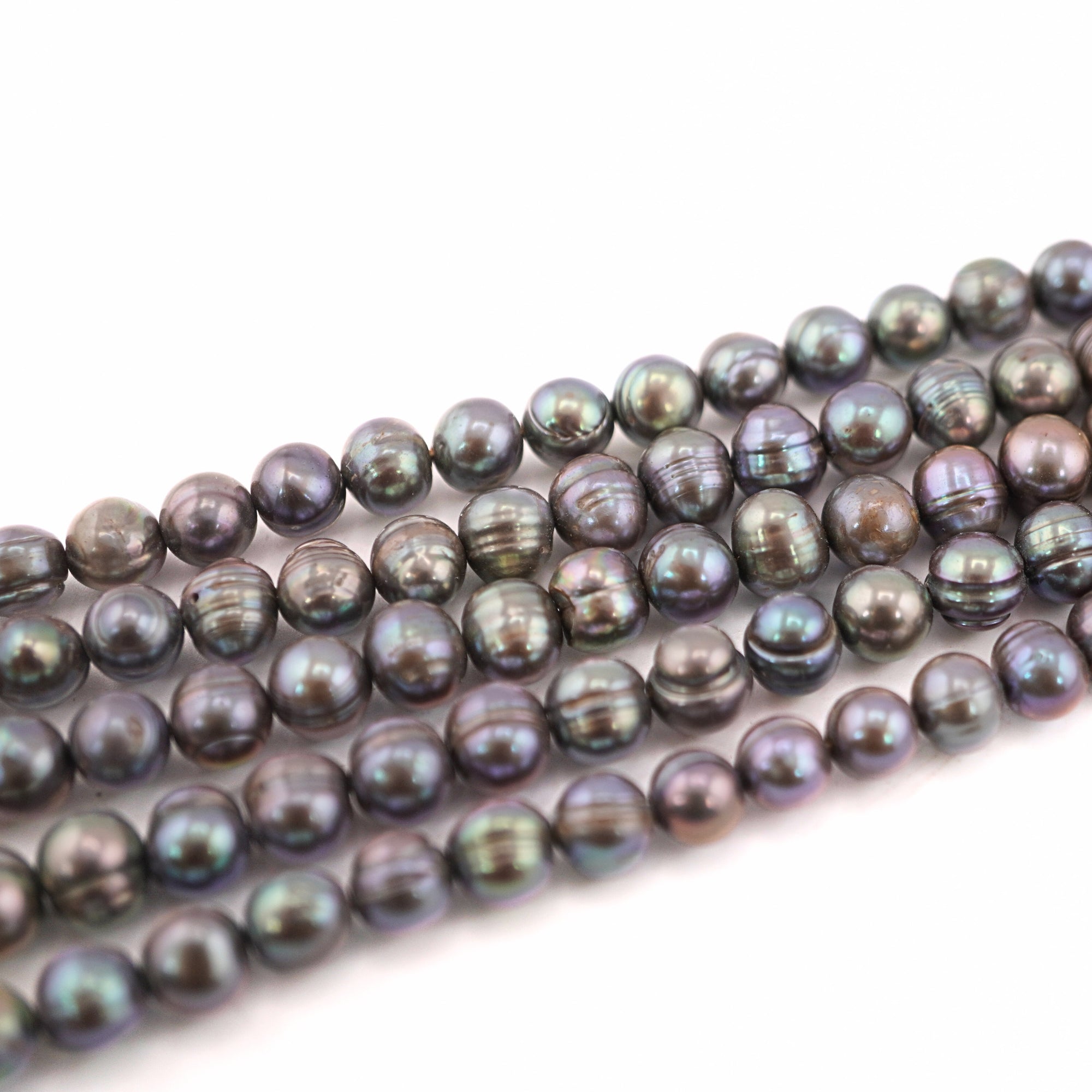 8 x 6 - 7 x 6 MM Peacock Potato Freshwater Pearls Beads