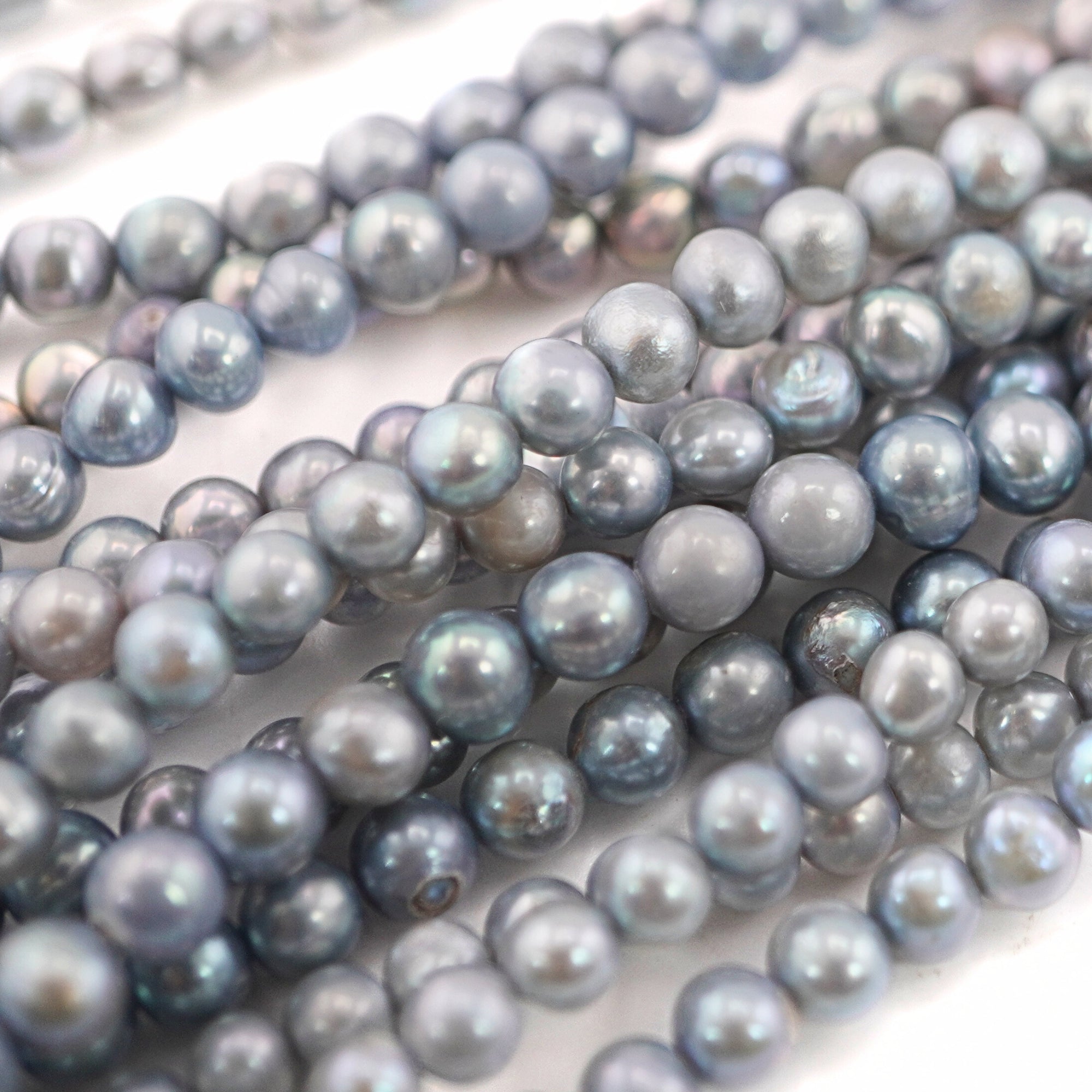 Sky Blue Round Freshwater Pearls Beads