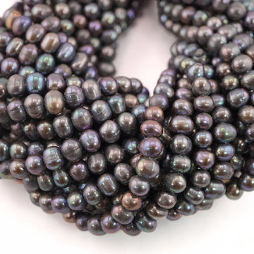 8 x 7 MM Peacock Oval Freshwater Pearls Beads