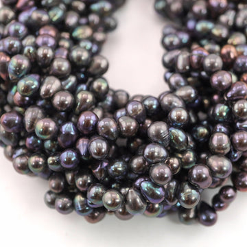 9 x 7 - 7 x 6 MM Peacock Oval Freshwater Pearls Beads