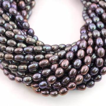 7 x 5 - 6 x 5 MM Peacock Oval Freshwater Pearls Beads