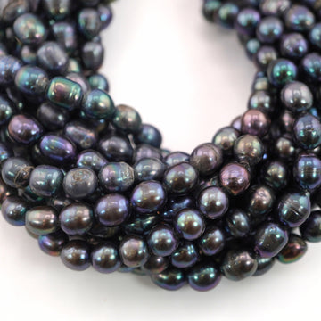 9 x 7 - 7 MM Peacock Oval Freshwater Pearls Beads