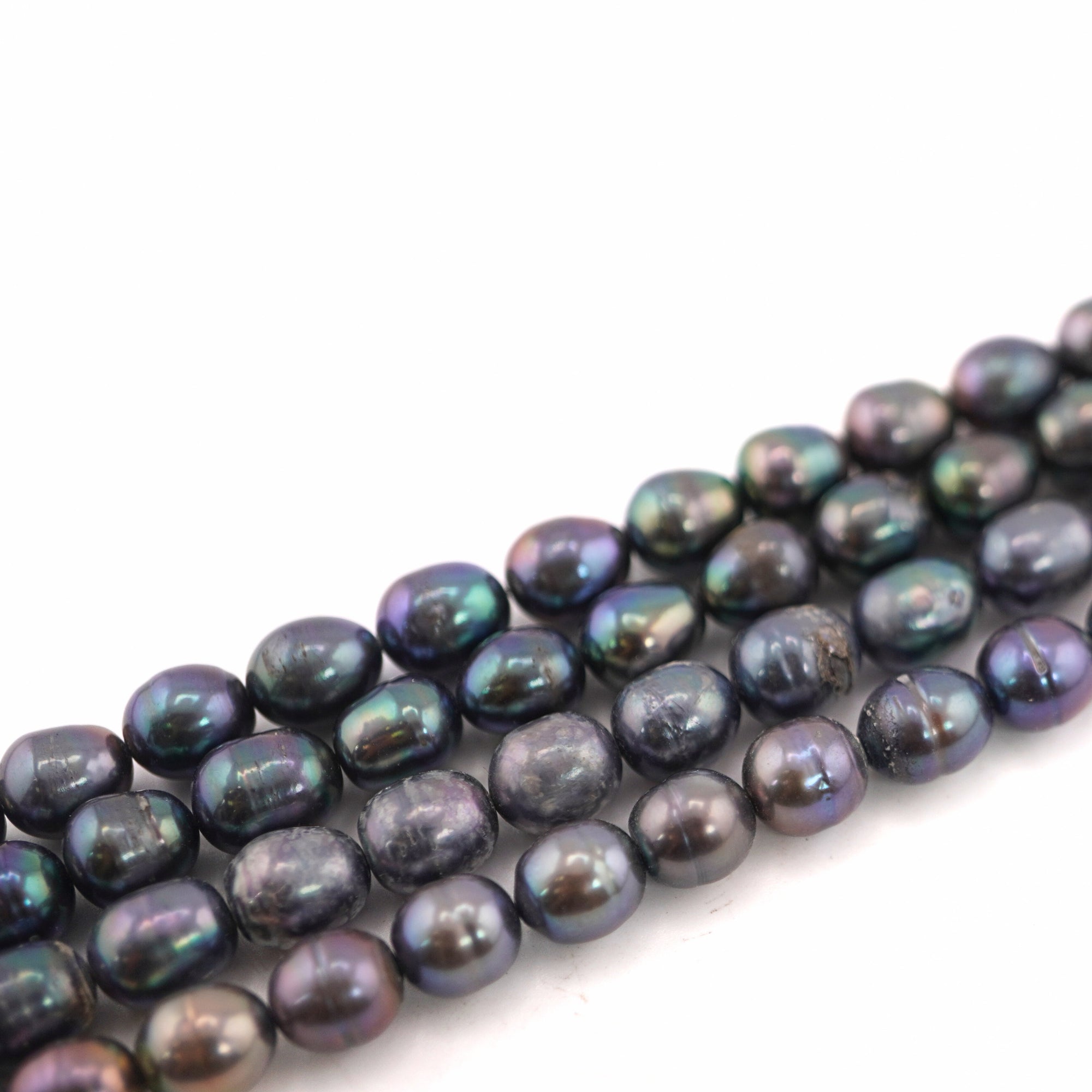 9 x 7 - 7 MM Peacock Oval Freshwater Pearls Beads