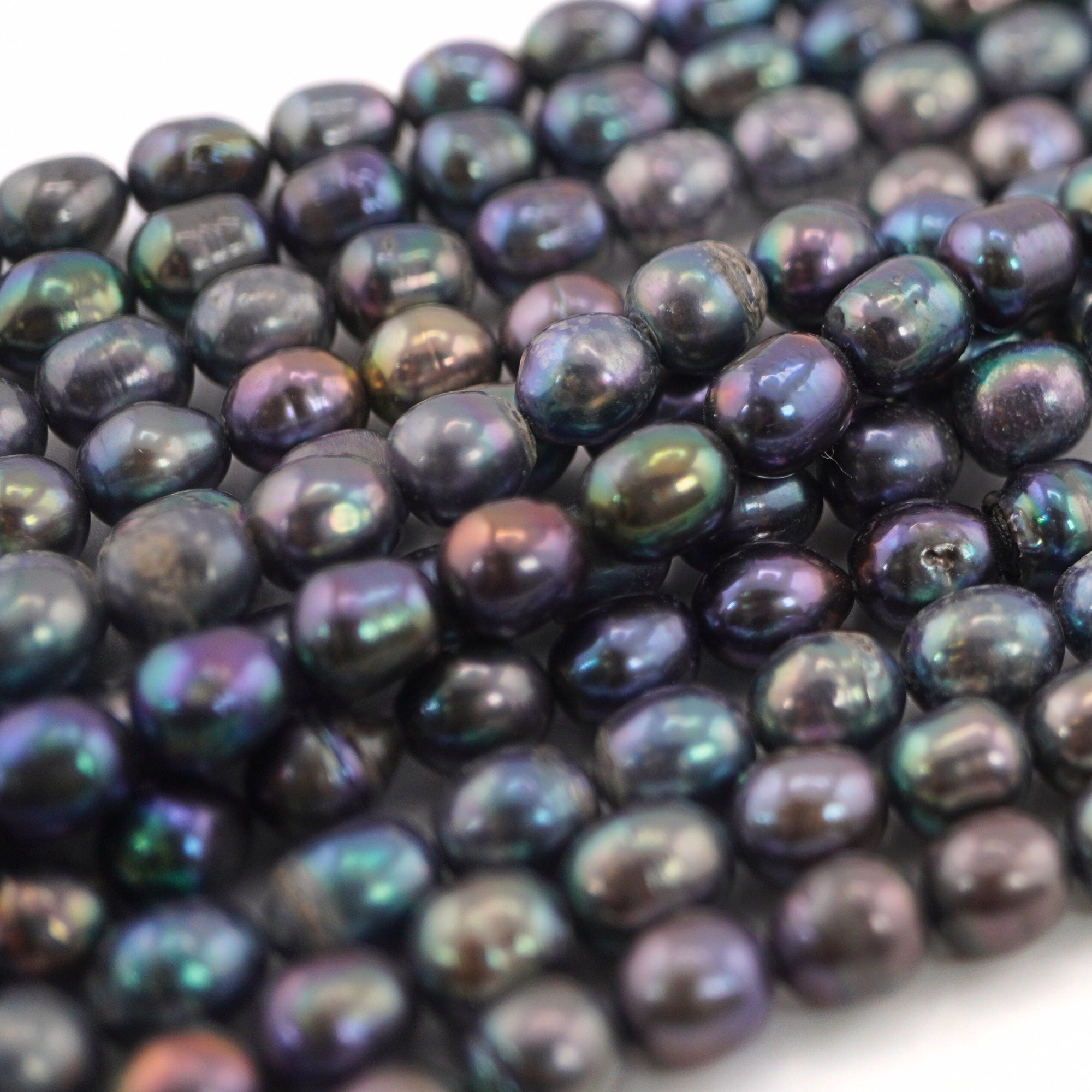 9 x 7 - 7 MM Peacock Oval Freshwater Pearls Beads