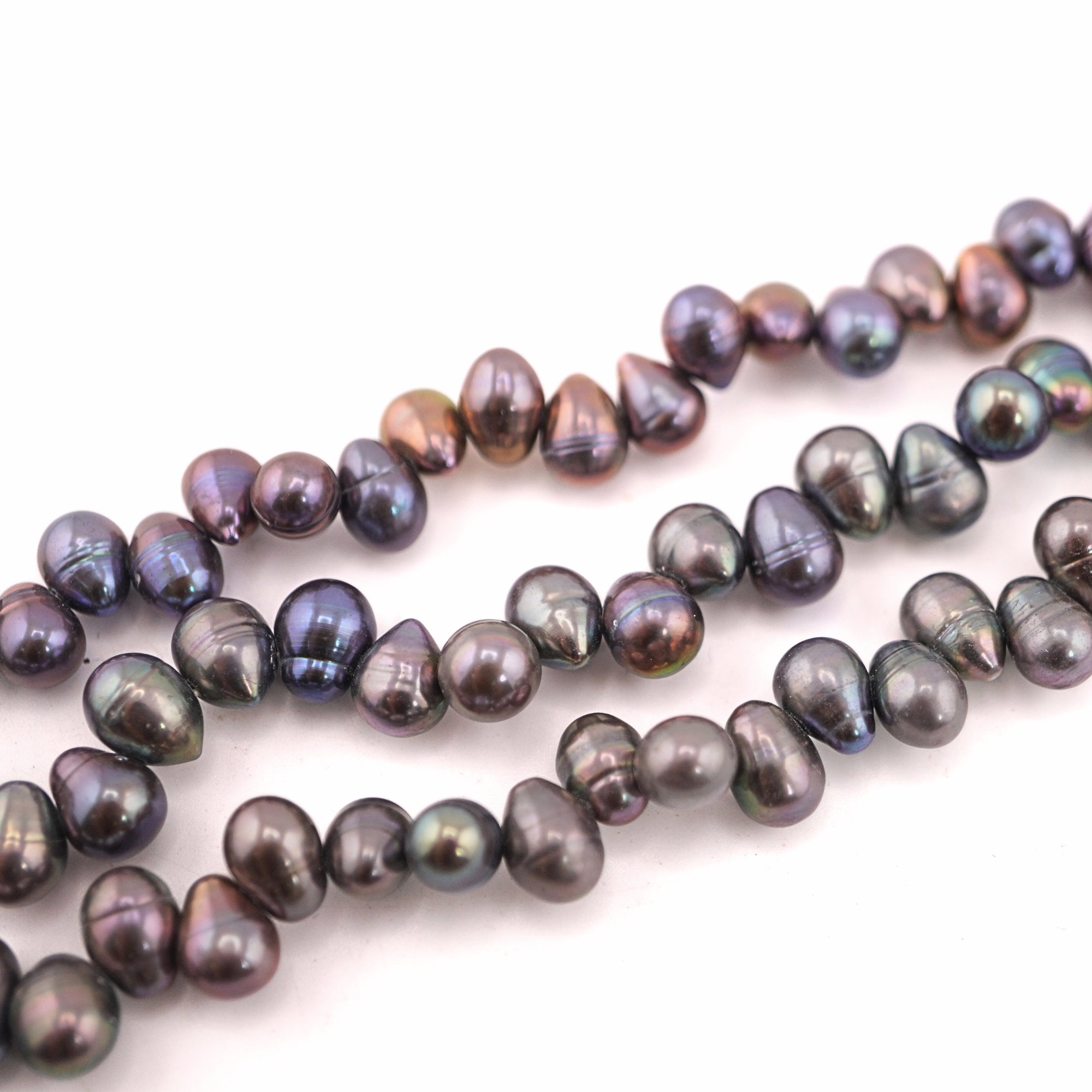 9 x 6 - 8 x 6 MM Peacock Oval Freshwater Pearls Beads