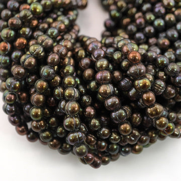 7 x 6 - 5 MM Peacock Potato Freshwater Pearls Beads