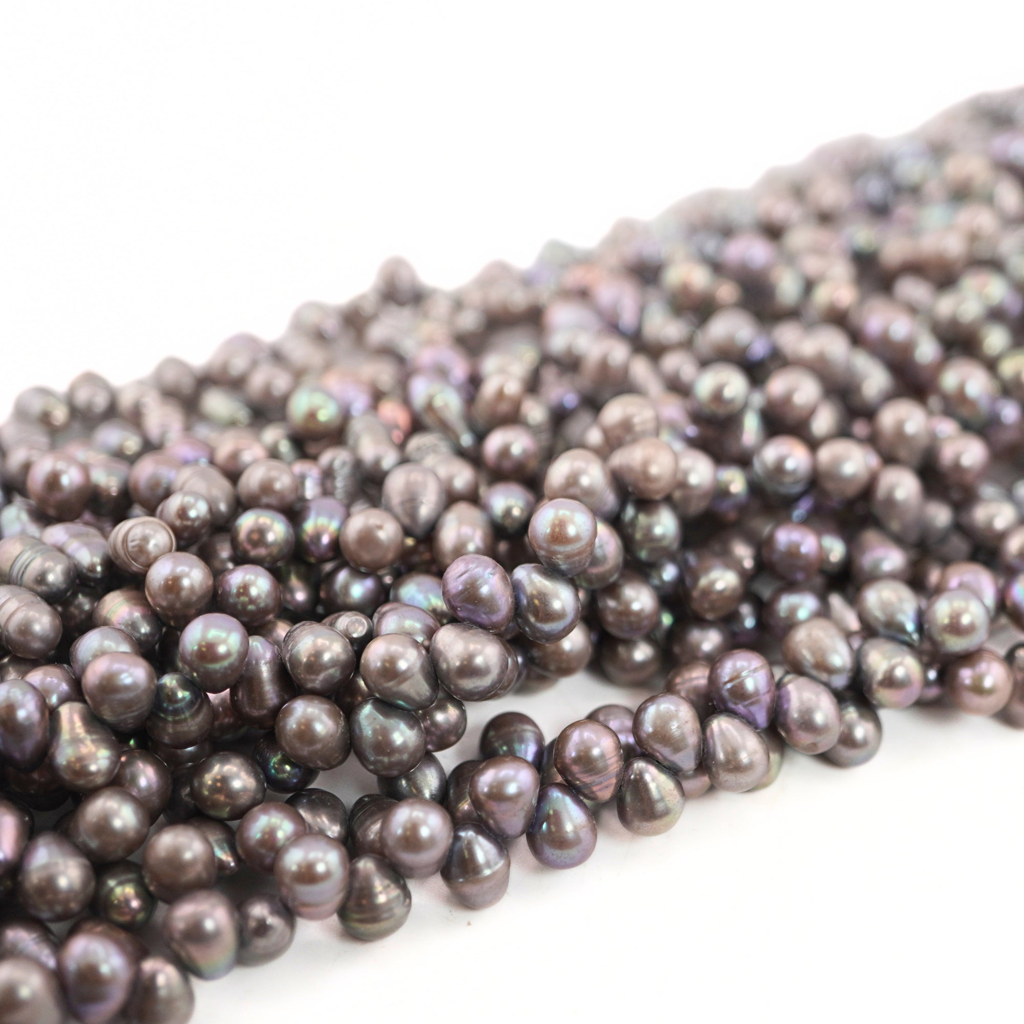 8 x 6 - 9 x 5 MM Peacock Oval Freshwater Pearls Beads