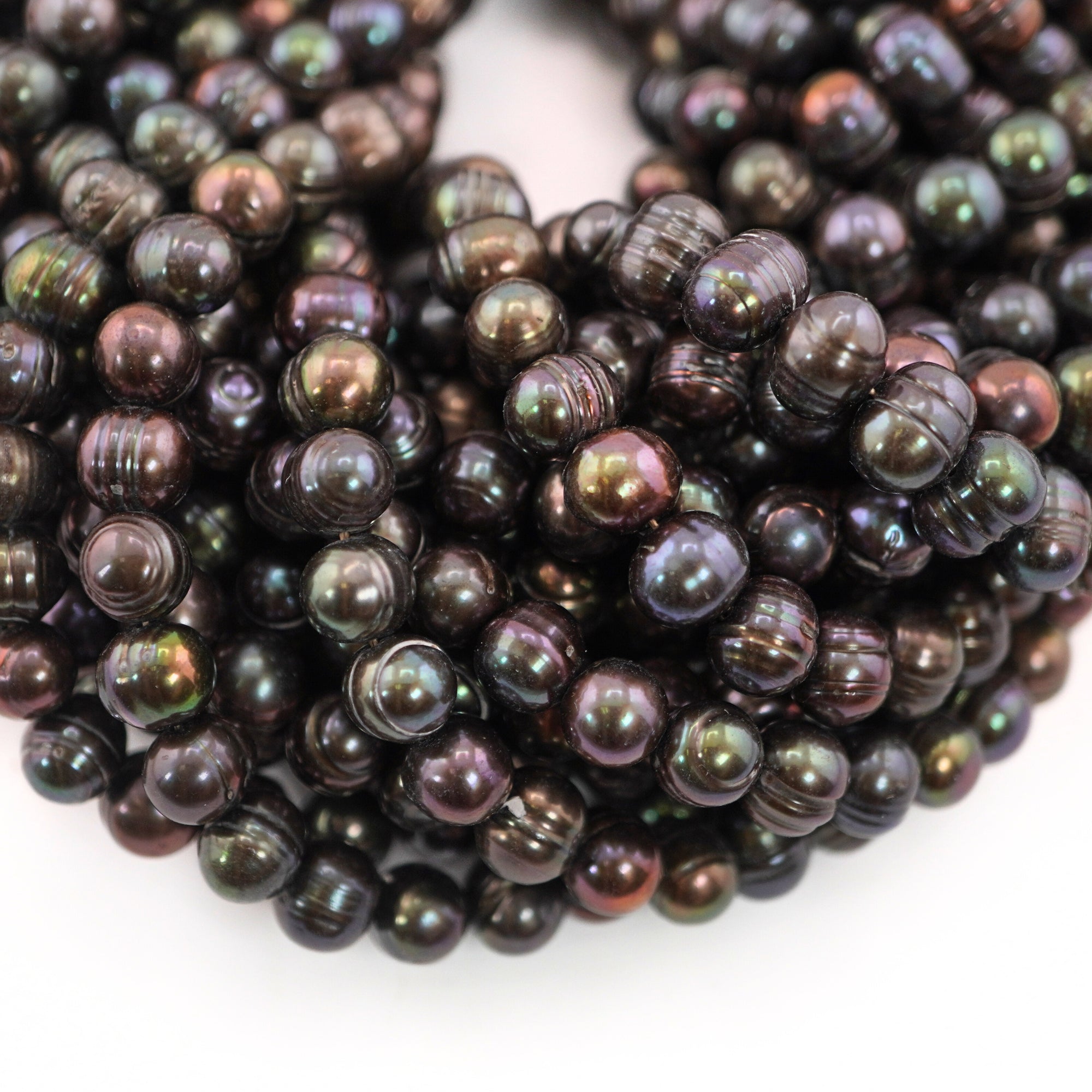 8 x 6 - 7 x 6 MM Peacock Oval Freshwater Pearls Beads