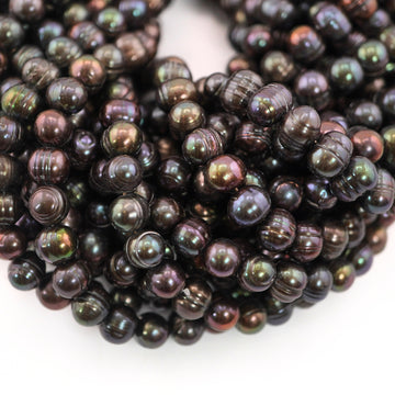 8 x 6 - 7 x 6 MM Peacock Oval Freshwater Pearls Beads