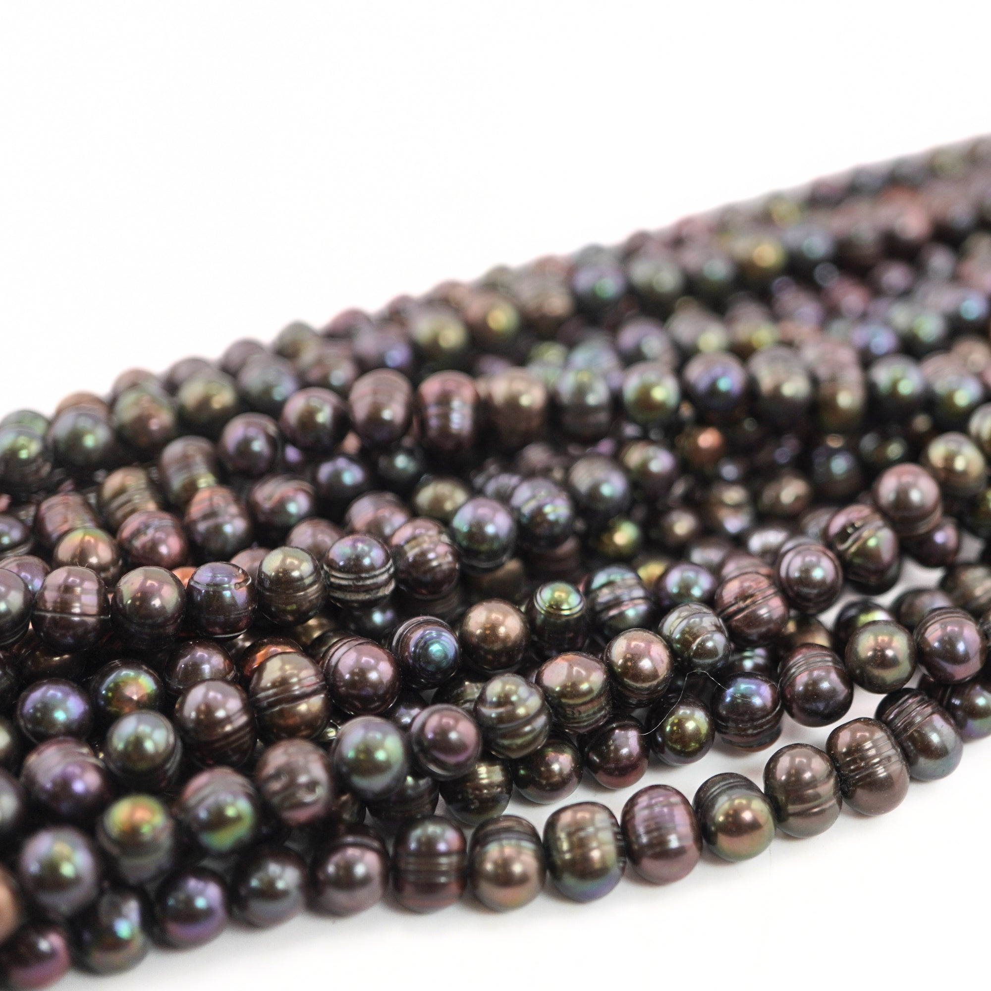 8 x 6 - 7 x 6 MM Peacock Oval Freshwater Pearls Beads