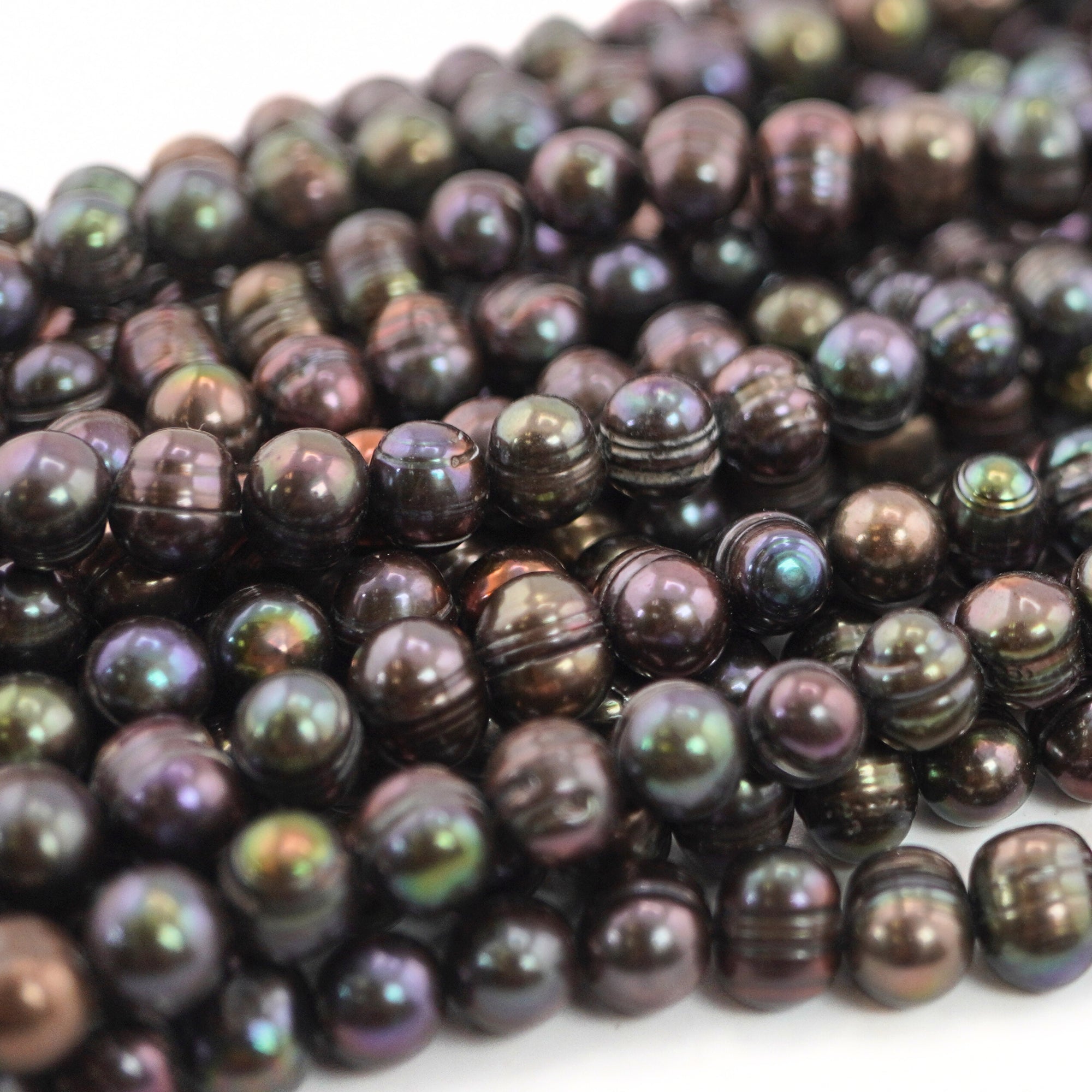 8 x 6 - 7 x 6 MM Peacock Oval Freshwater Pearls Beads