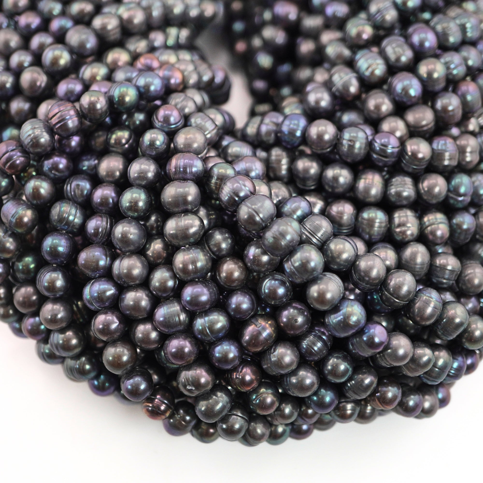 9 x 7 - 7 MM Peacock Potato Freshwater Pearls Beads