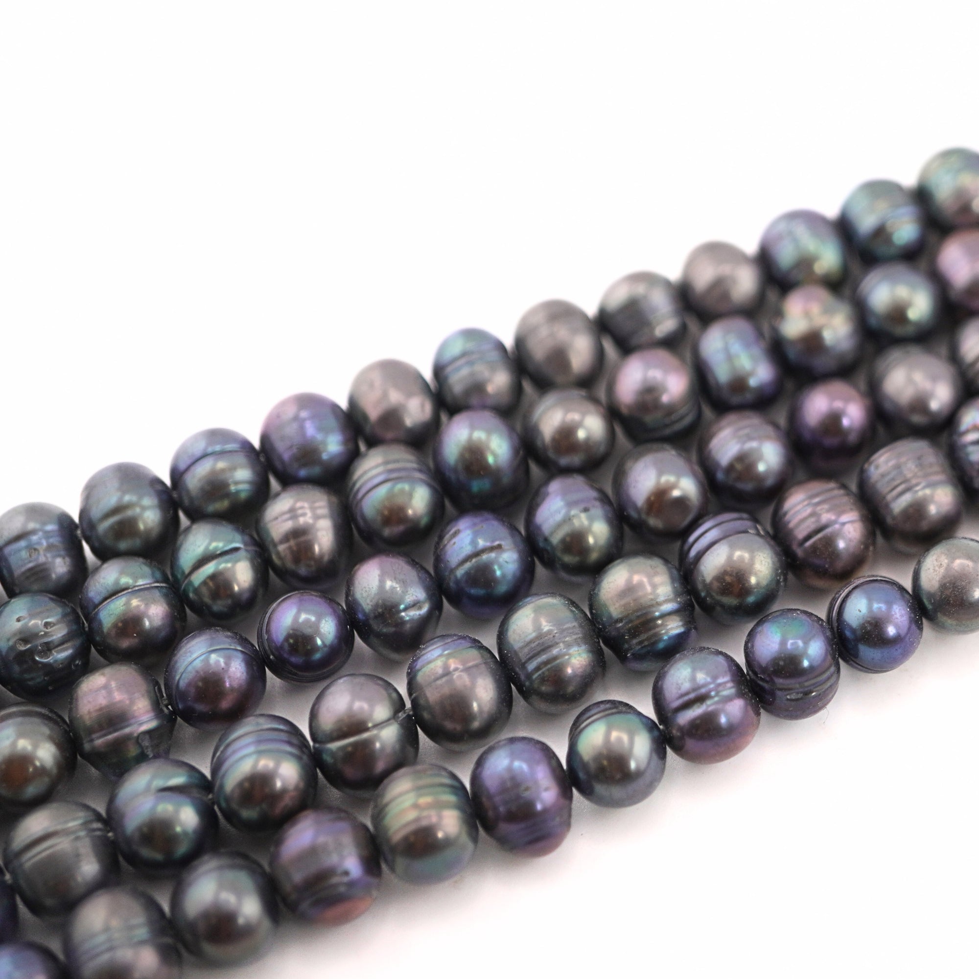 9 x 7 - 7 MM Peacock Potato Freshwater Pearls Beads