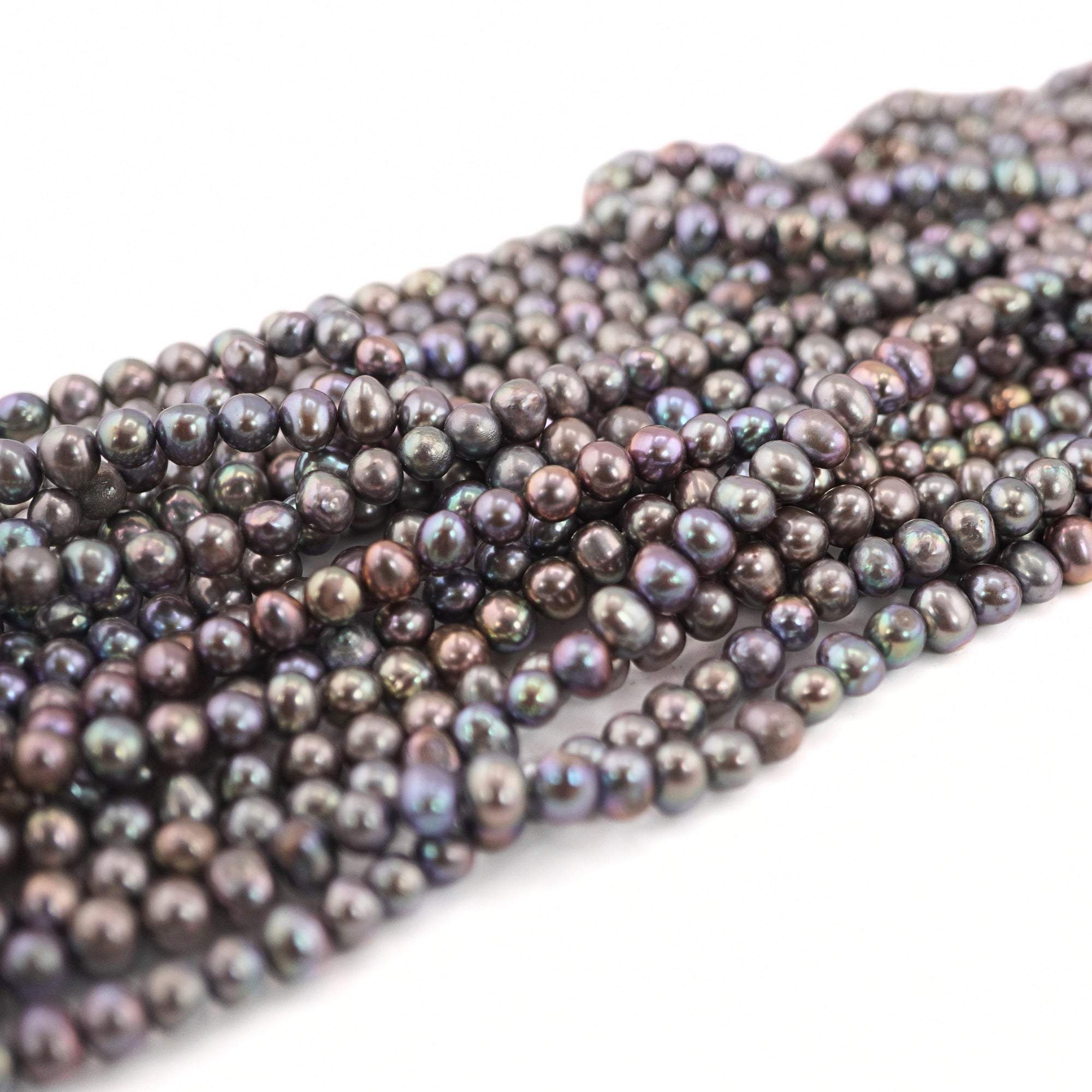 7 x 6 - 6 x 5 MM Peacock Potato Freshwater Pearls Beads