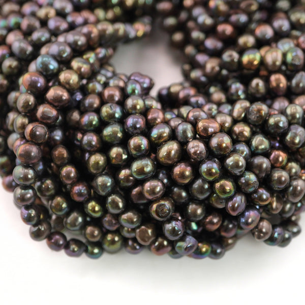 8 x 6 - 7 x 6 MM Peacock Potato Freshwater Pearls Beads