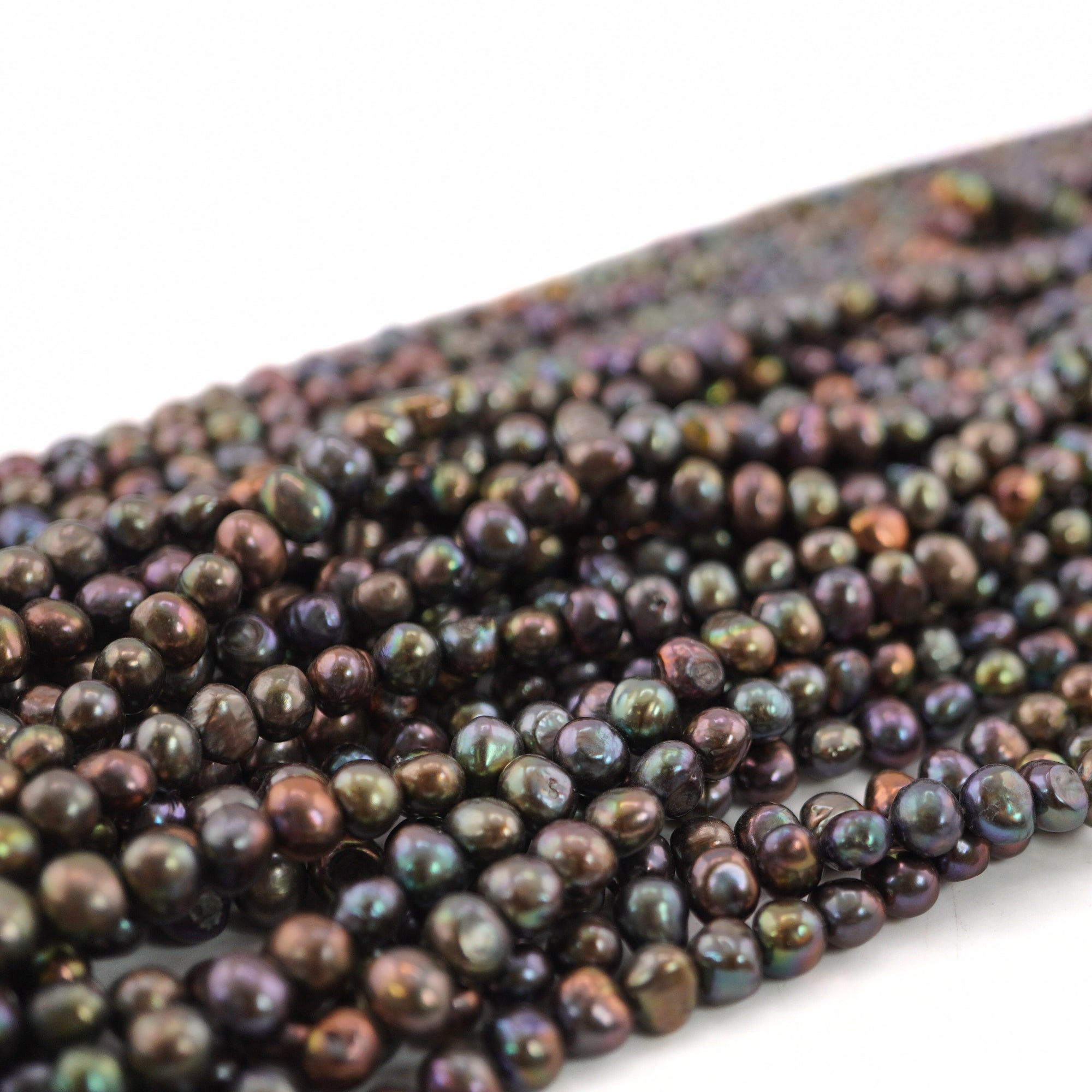 8 x 6 - 7 x 6 MM Peacock Potato Freshwater Pearls Beads