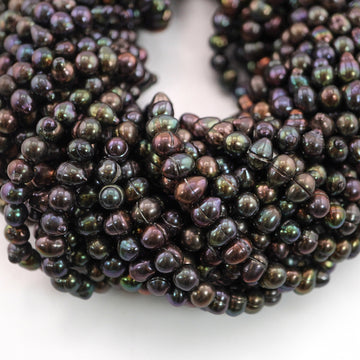 8 x 7 - 7 x 6 MM Peacock Oval Freshwater Pearls Beads