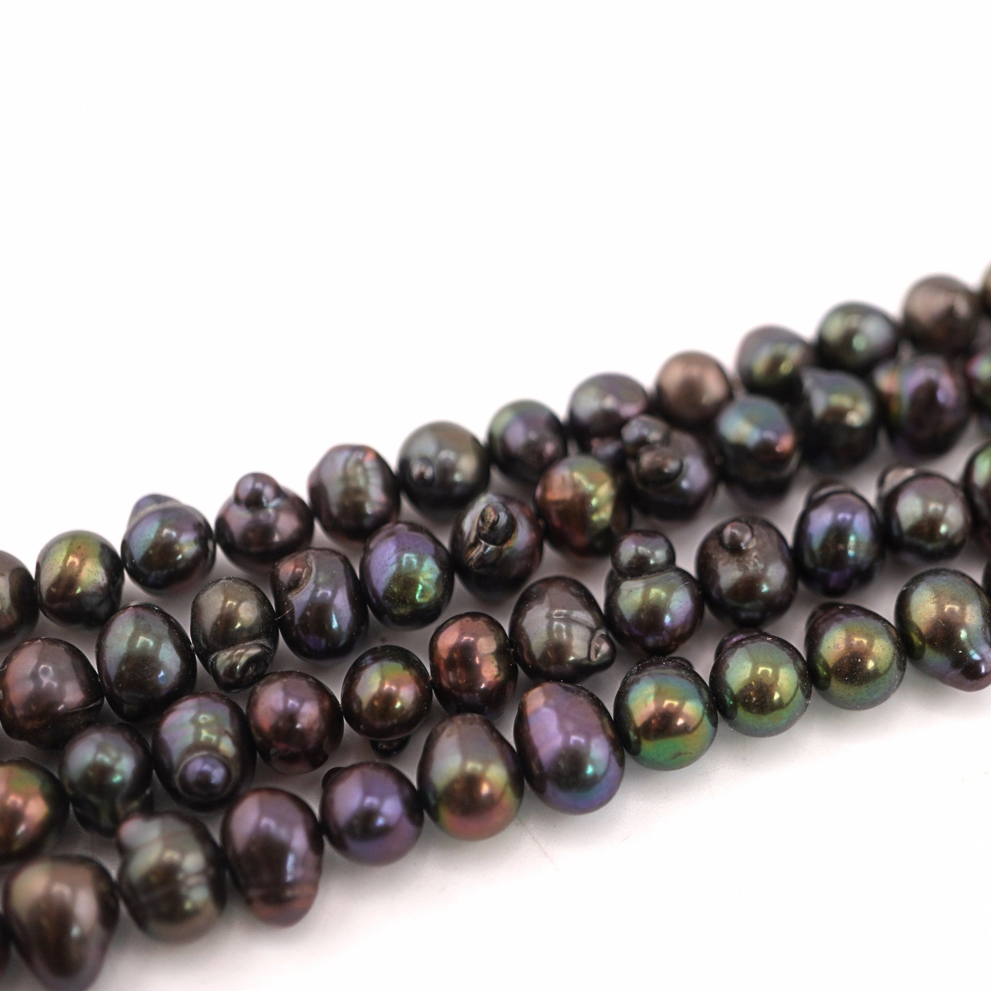 8 x 7 - 7 x 6 MM Peacock Oval Freshwater Pearls Beads