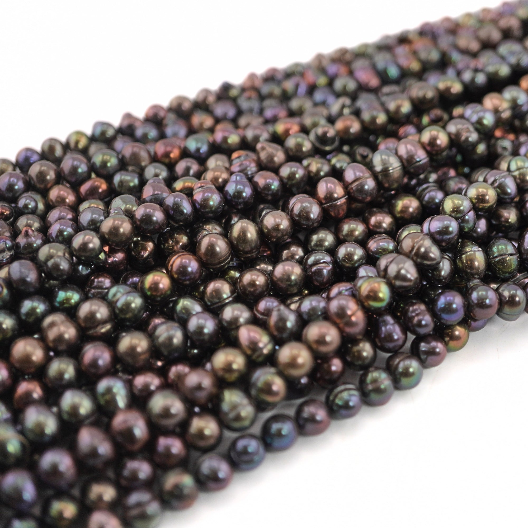 8 x 7 - 7 x 6 MM Peacock Oval Freshwater Pearls Beads