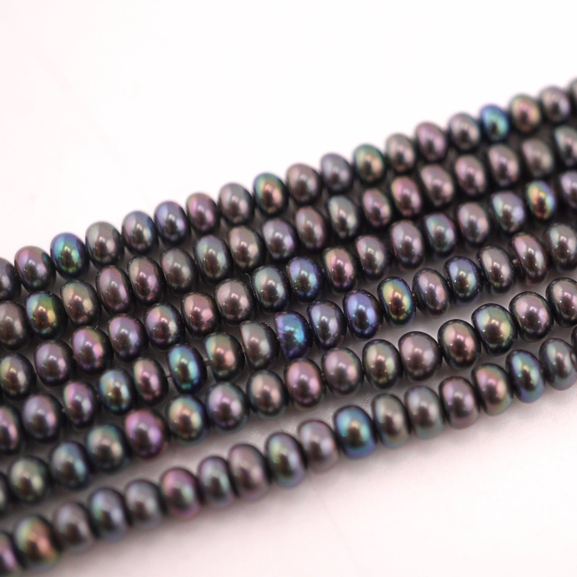 3 MM Peacock Button Freshwater Pearls Beads