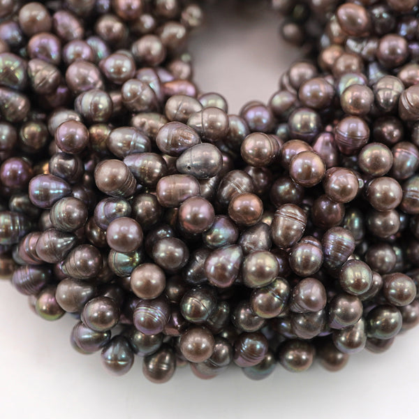 9 x 6 - 6 MM Peacock Oval Freshwater Pearls Beads