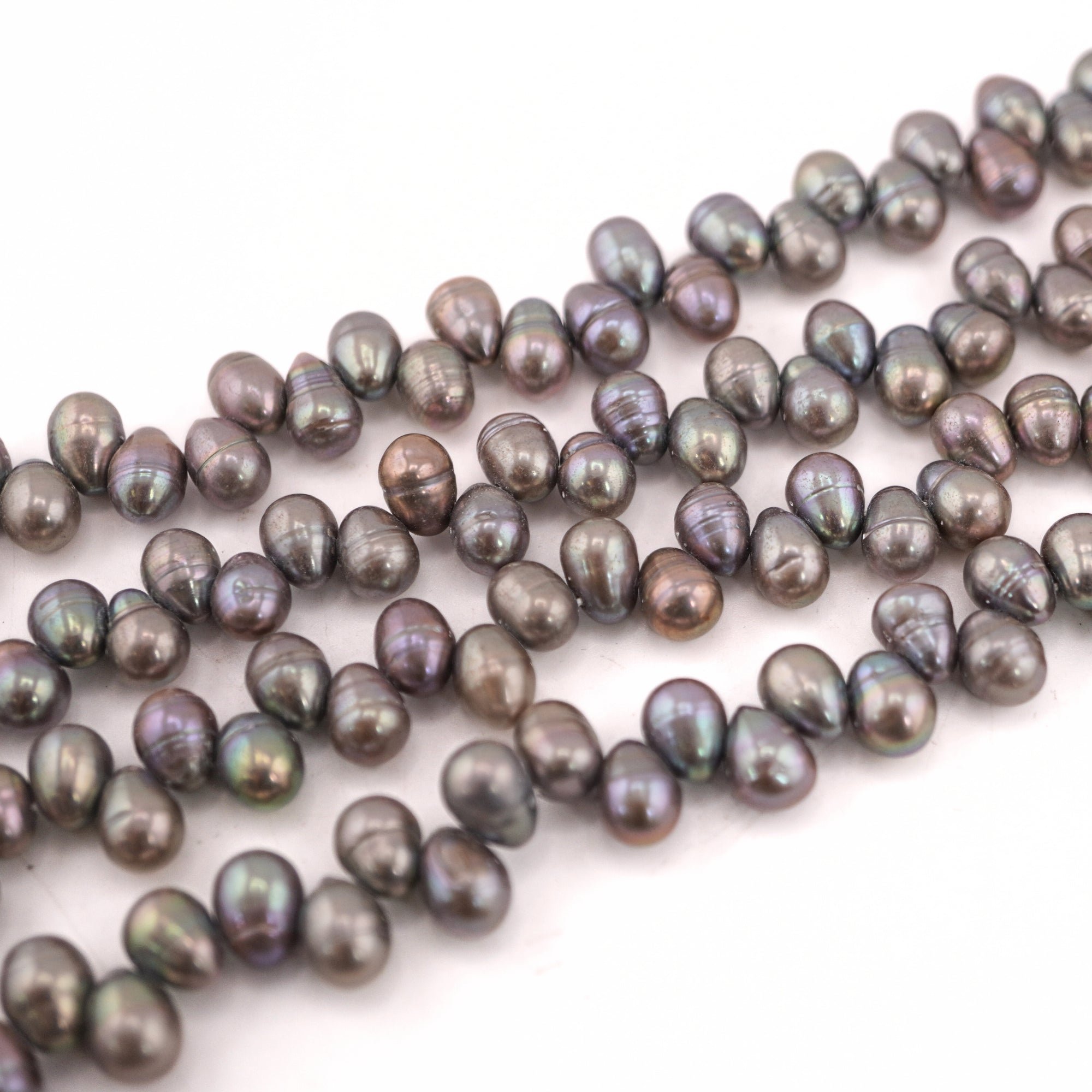 9 x 6 - 6 MM Peacock Oval Freshwater Pearls Beads